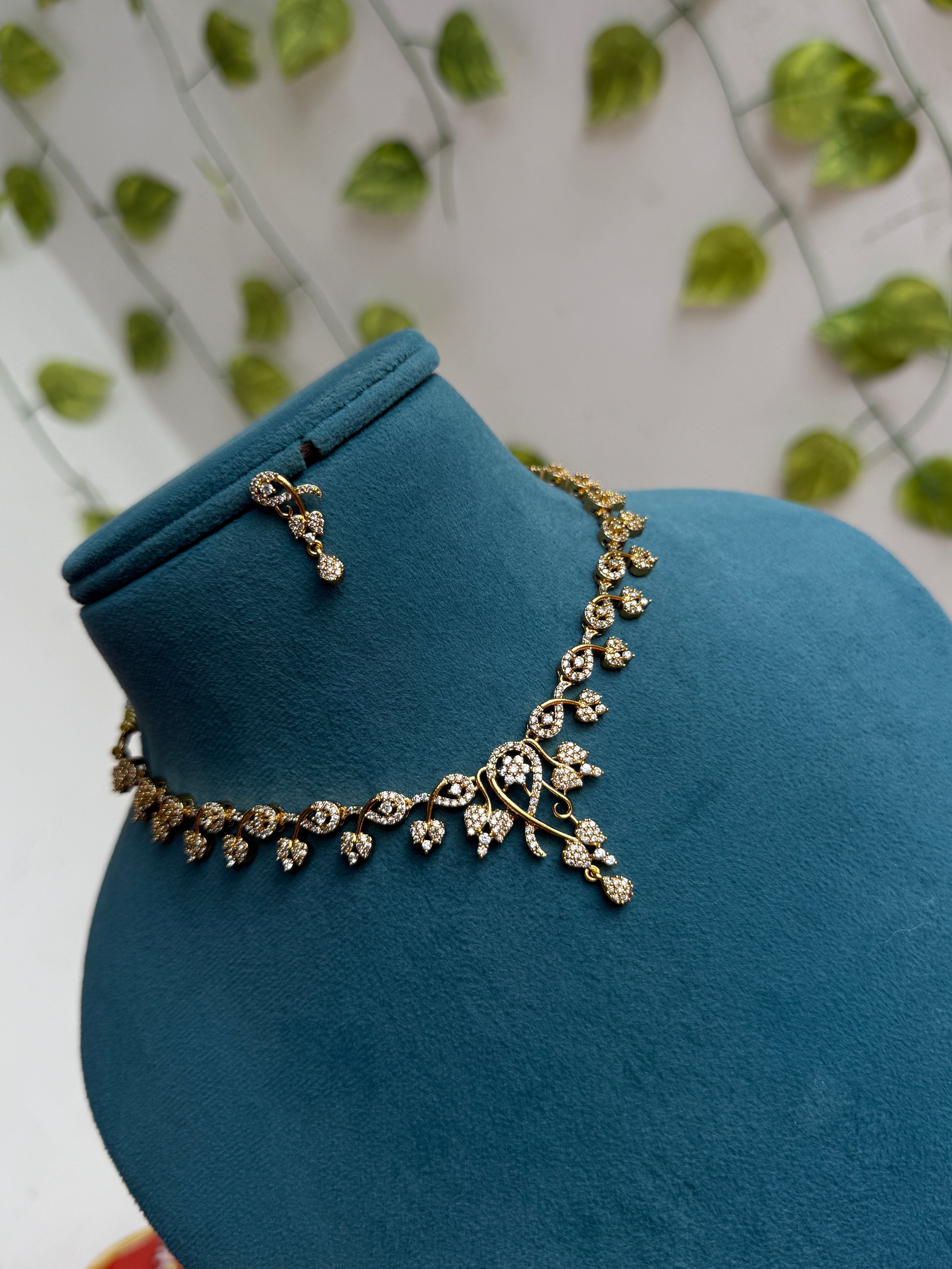 Flower design choker neckset with earrings ns276