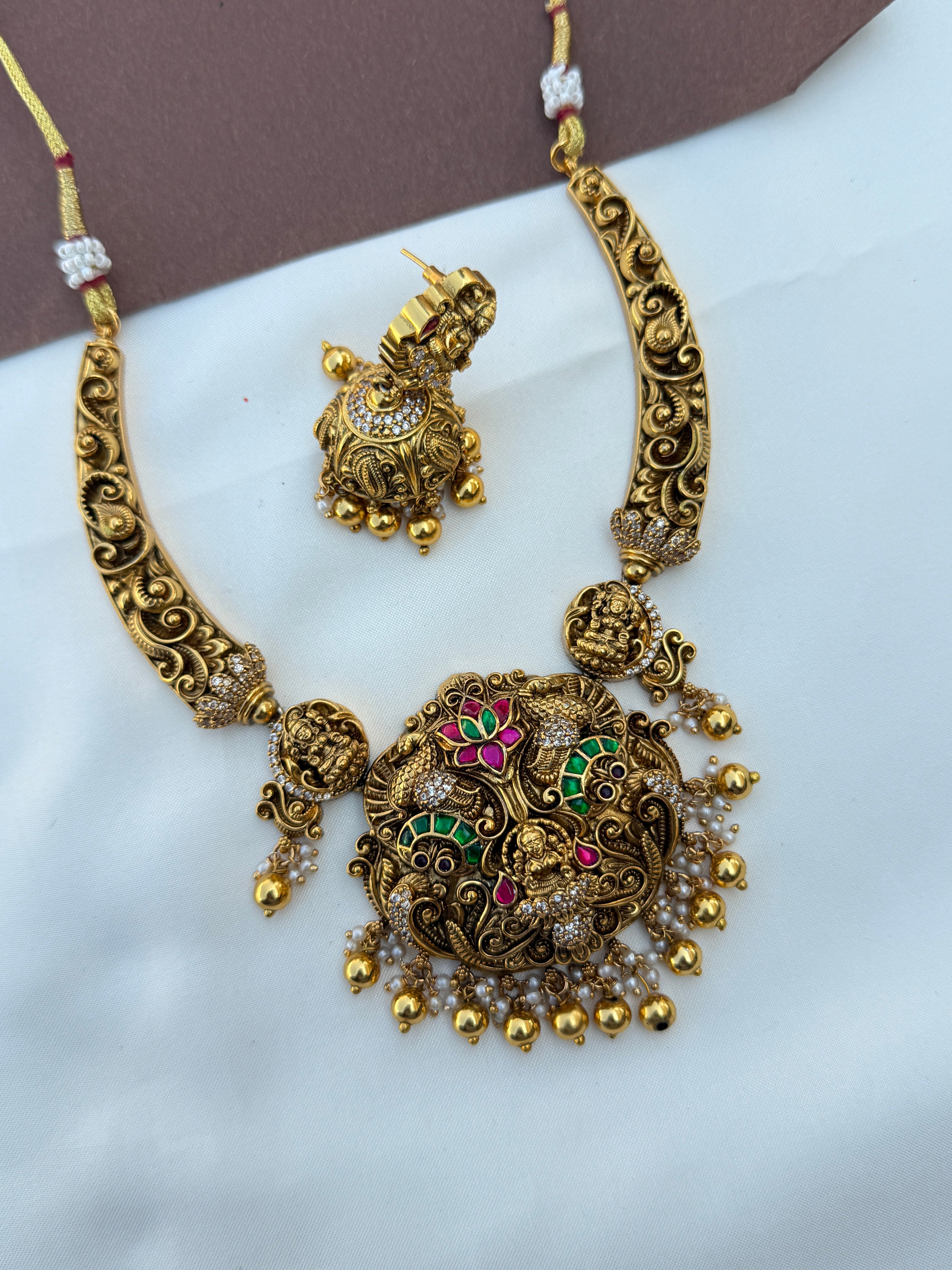 Ns615 jadau kundan nakshi lakshmi devi kante neckset