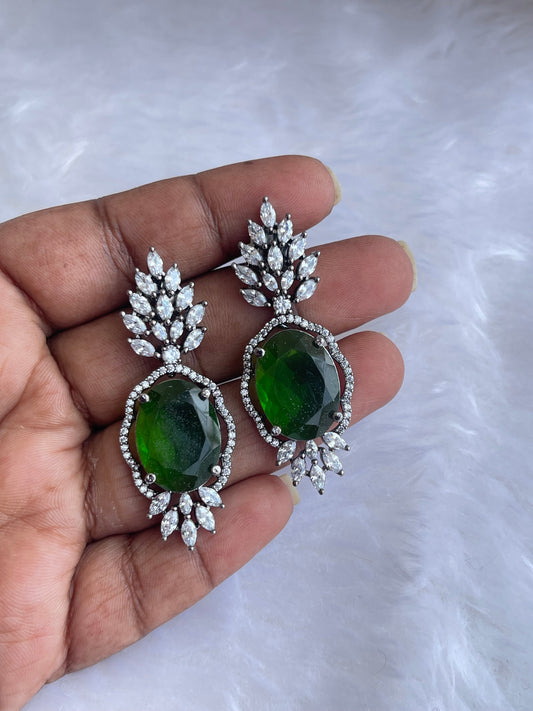 Western earrings in green color