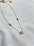 BB010 2 stones simple single line Black Beads..