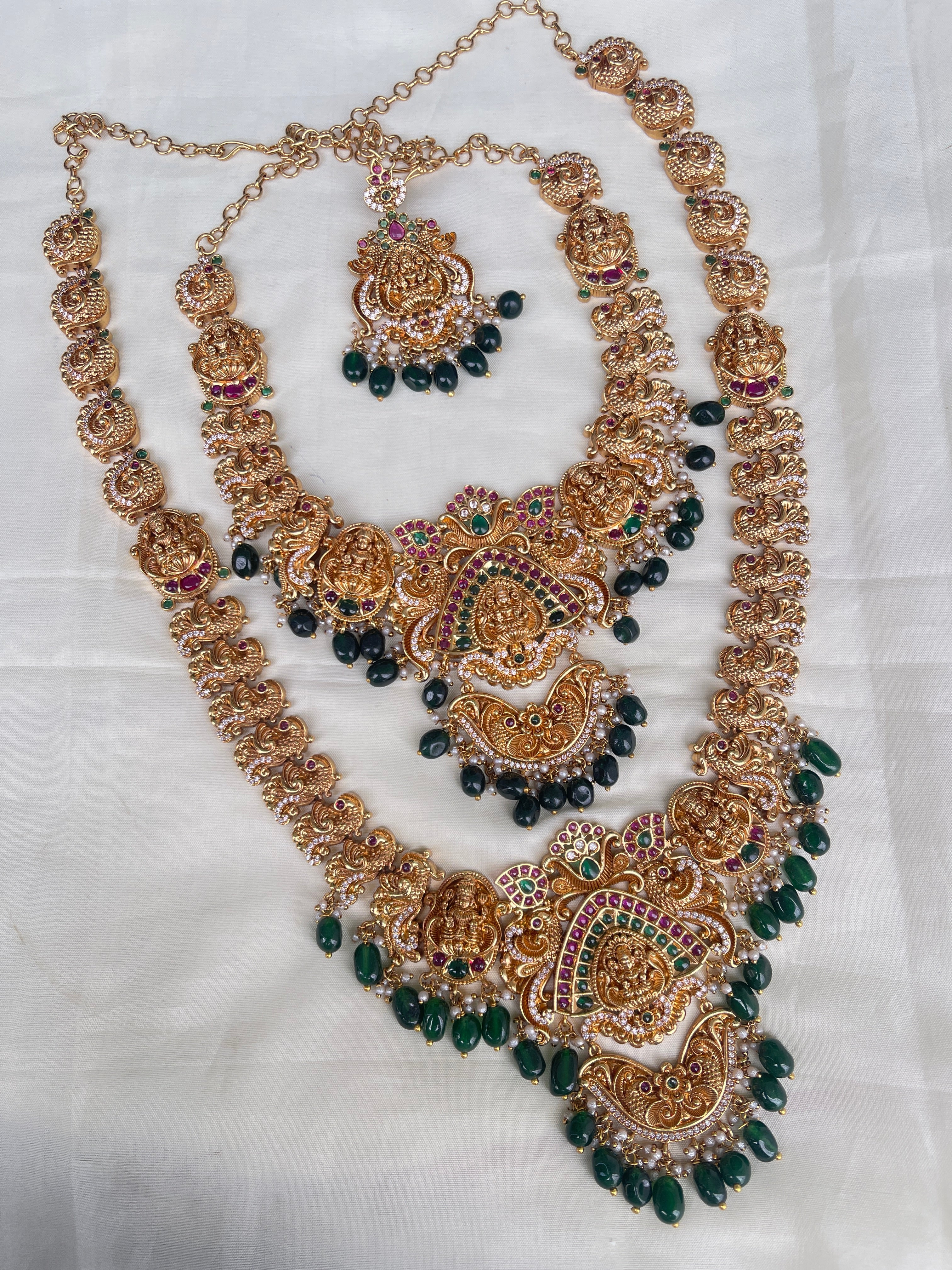 Nakshi combo..! Small neckset and long haram with earrings