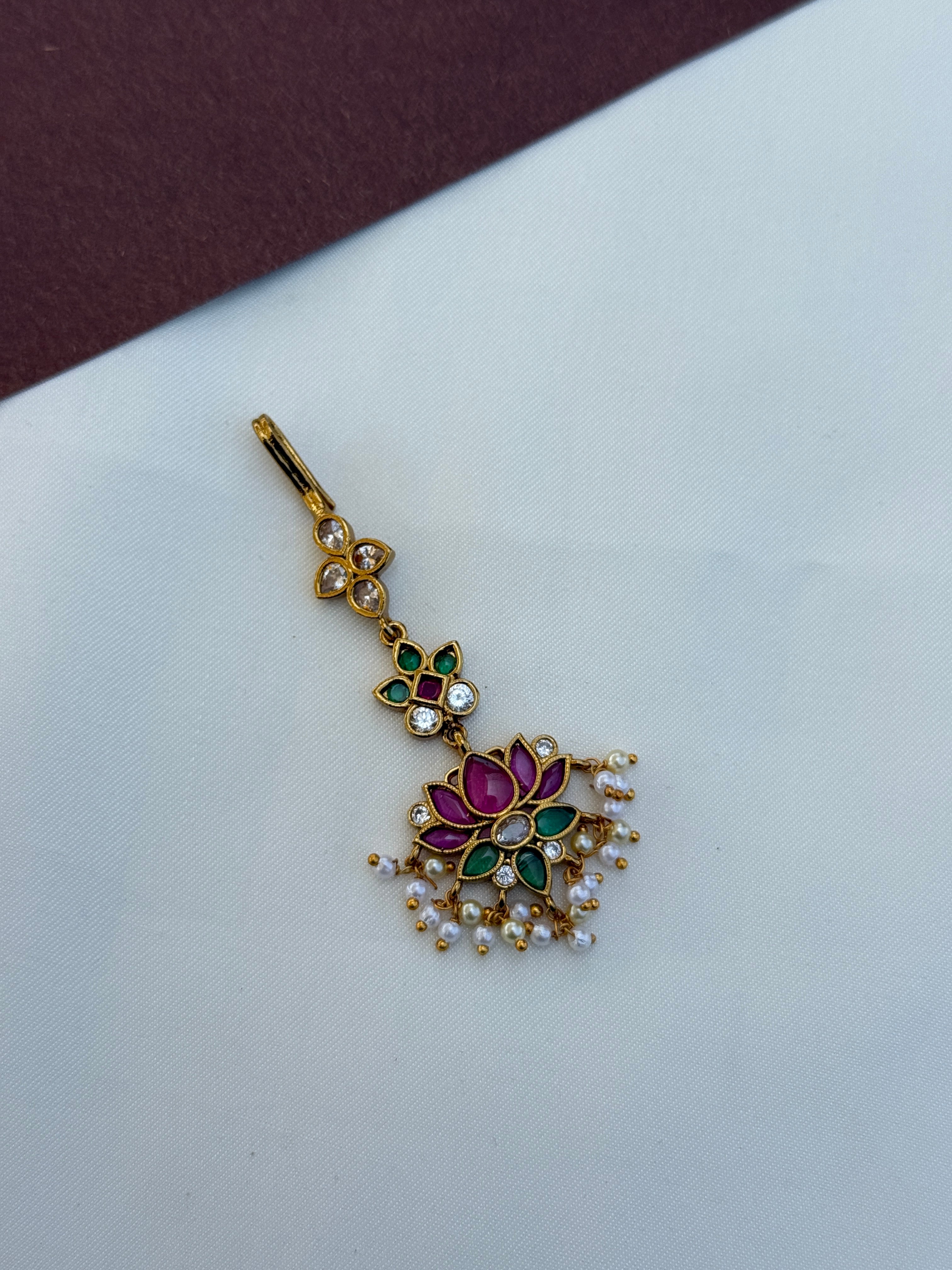 Tk713 jadau kundan lotus tikka