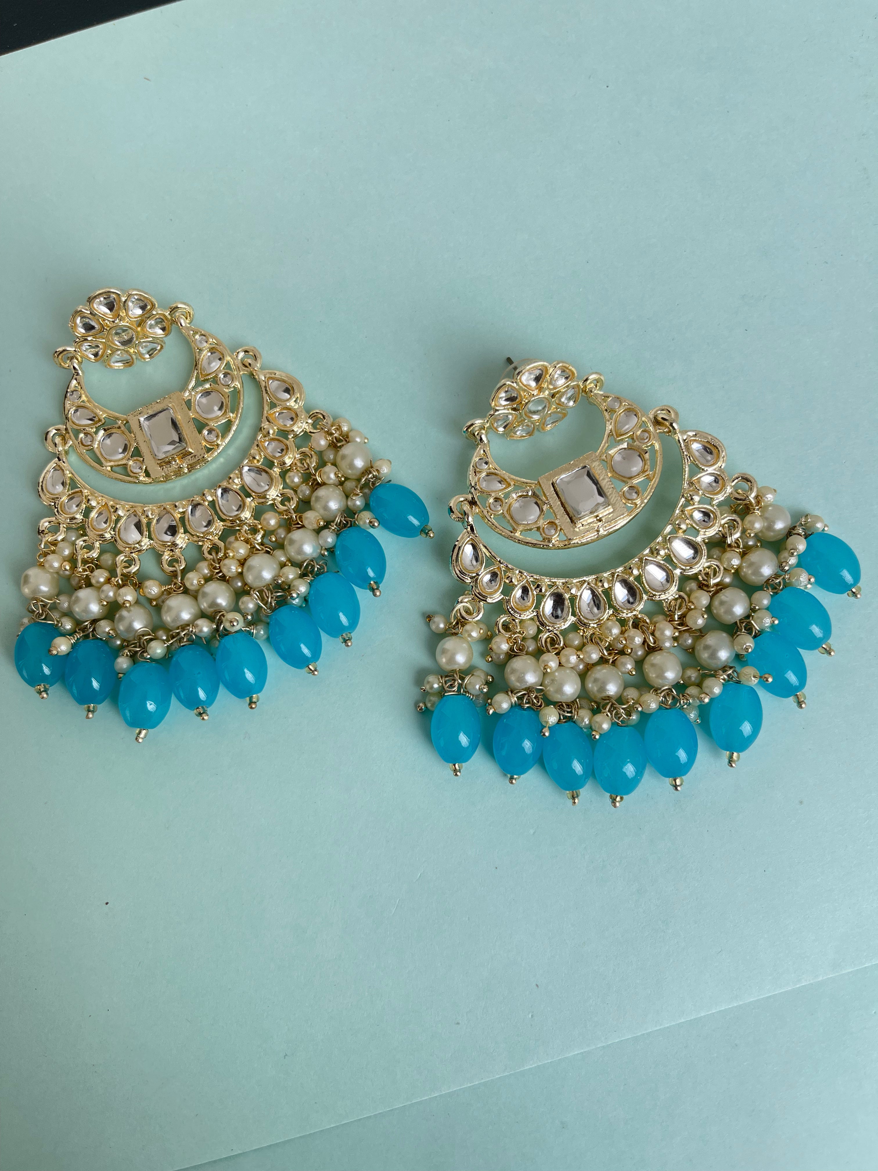 2 layers Kundan chandbali earrings