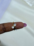 RG053 anti tarnish 2 stones finger ring