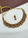 NS418 Nakshi corals Neckset with earrings