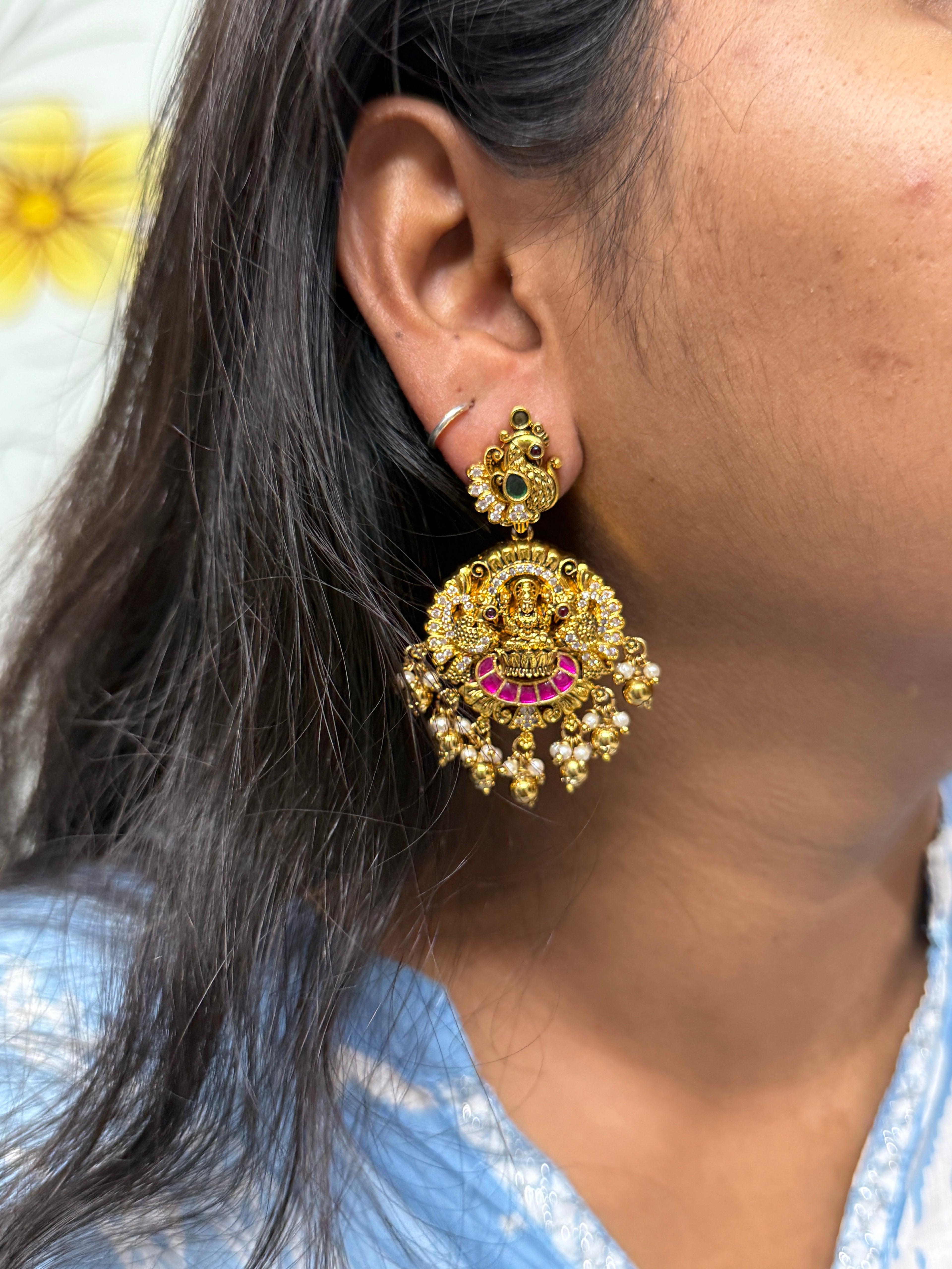 Er80 jadau kundan lakshmi devi Earrings