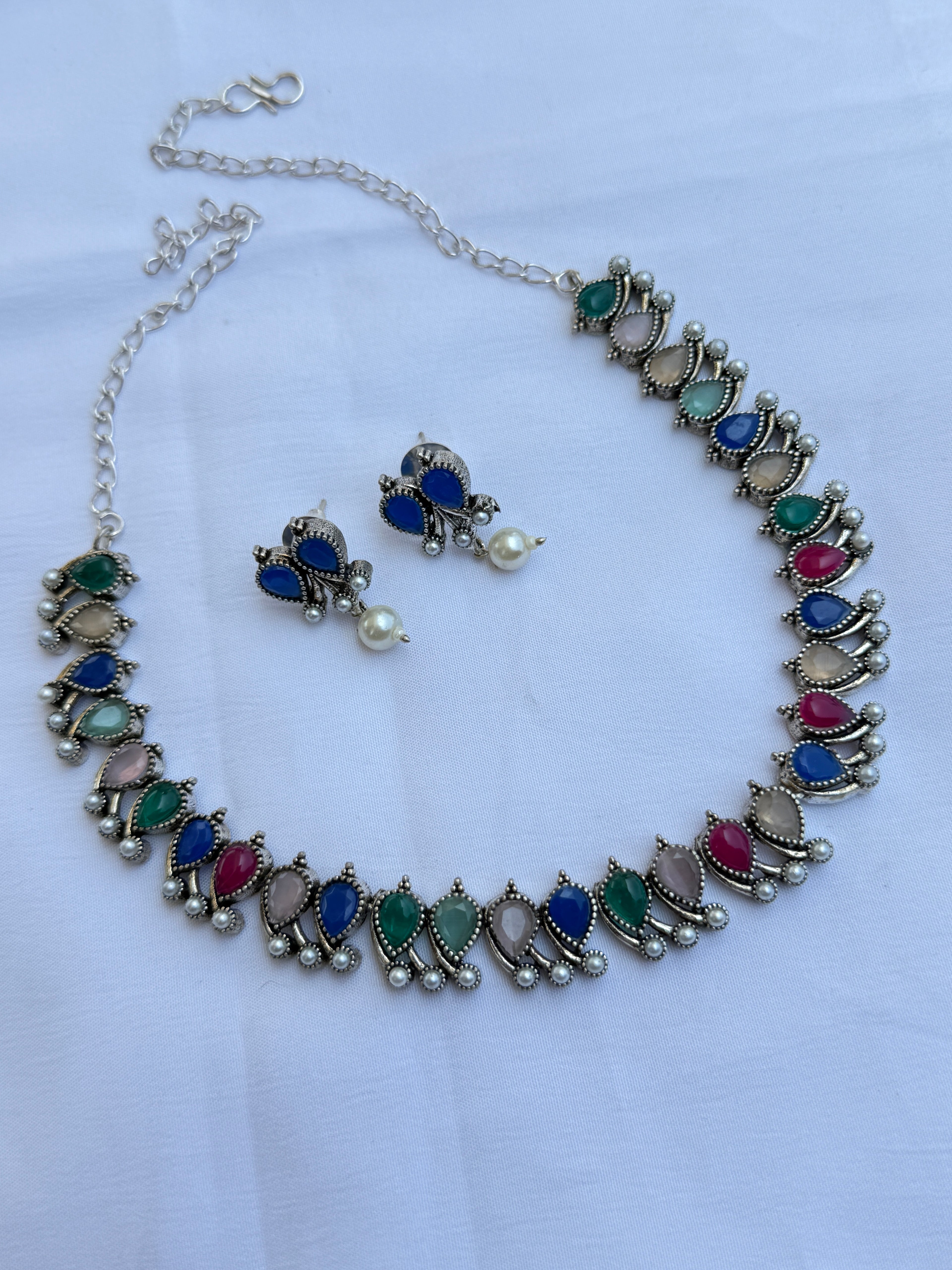 Ox105 drop multi Oxidised neckset