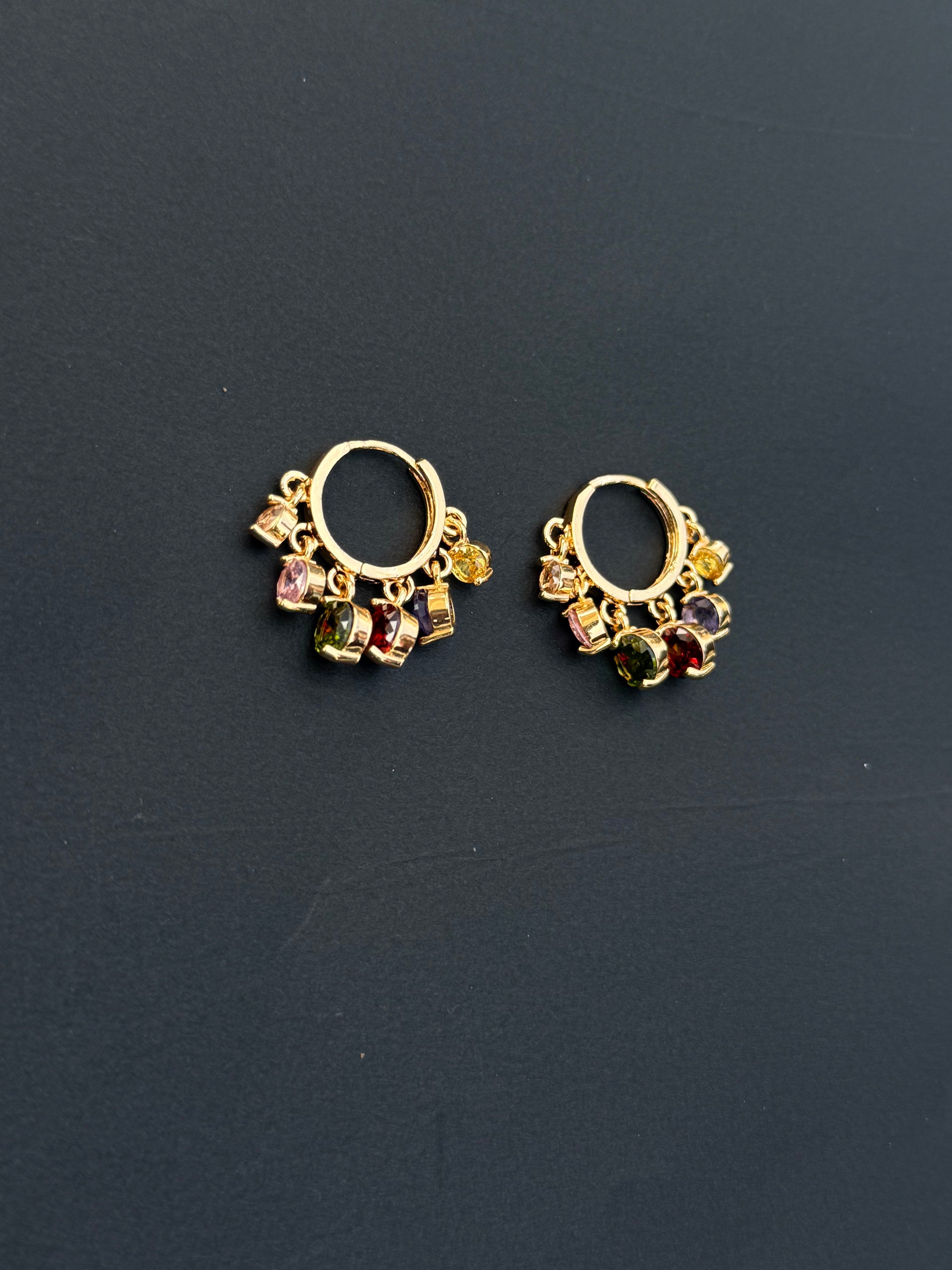 Er001 6stones hoops earrings