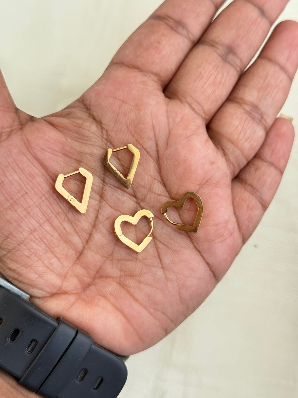 Er032 Anti-tarnish triangle,heart hoops