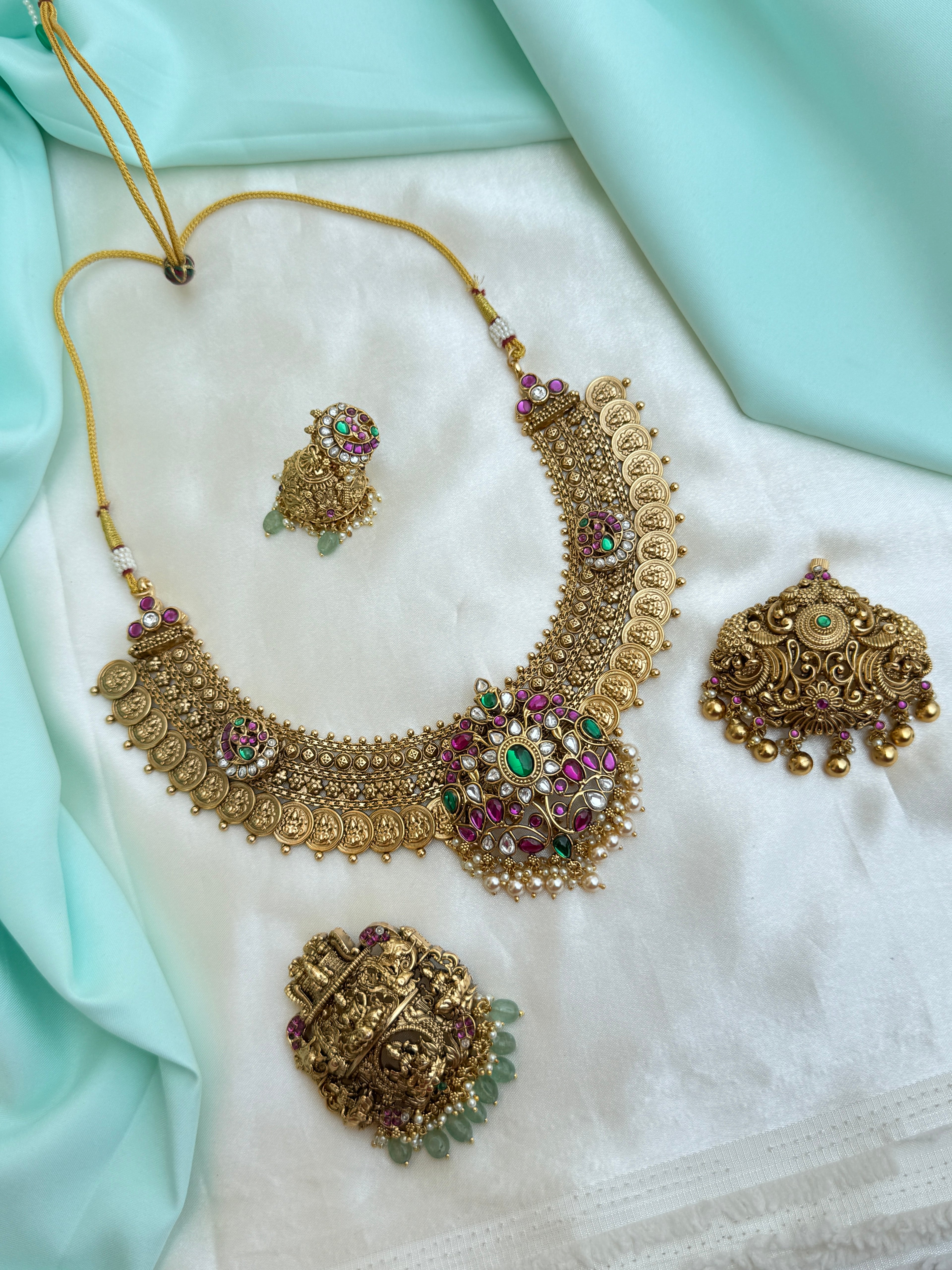 Ns807 Lakshmi devi jadau kundan 4 in one neckset