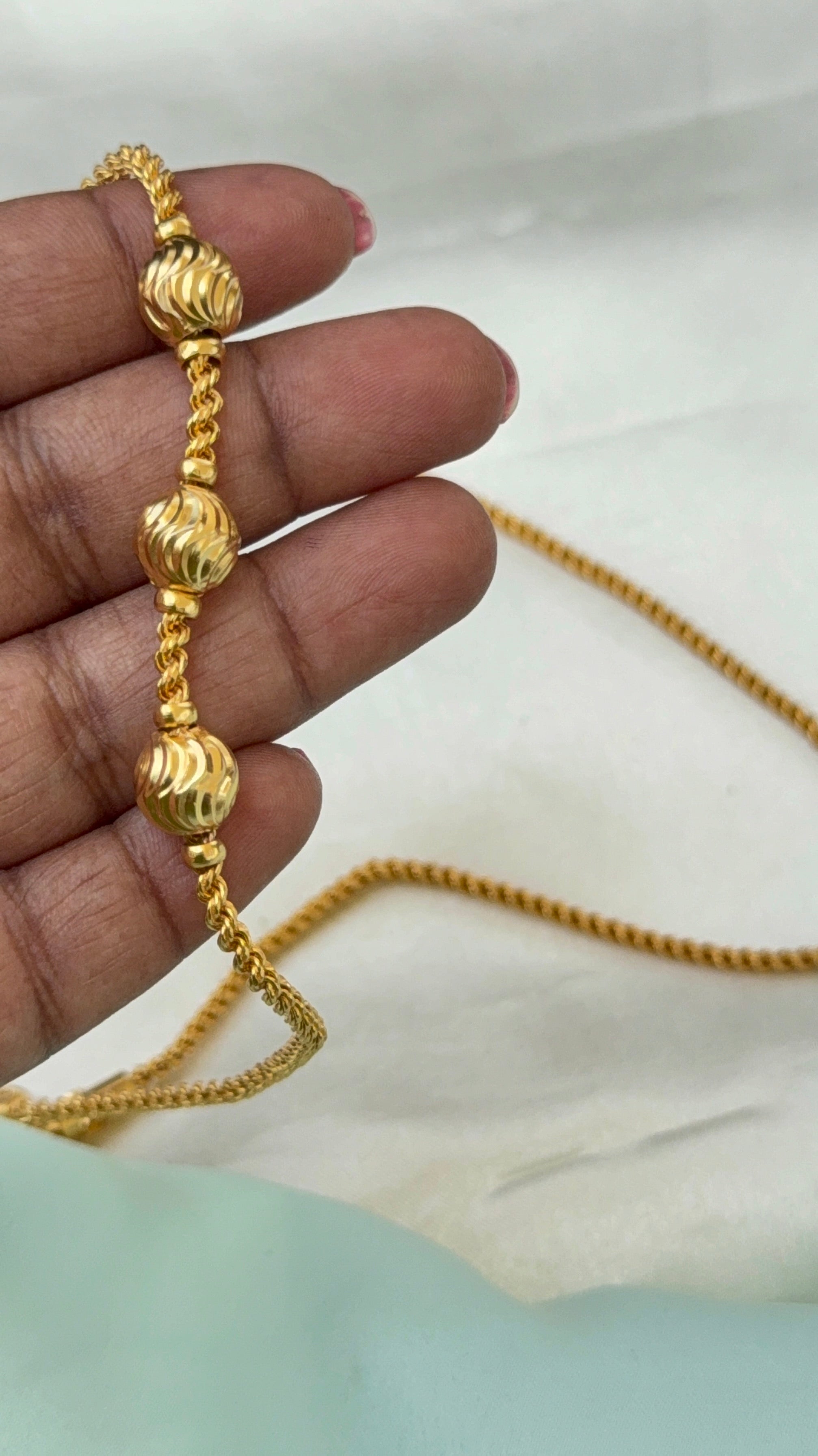 Tc054 Panchaloham unpolished 25 inches ball thali chain