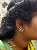 Er222 flower white stone Earcuffs with back support