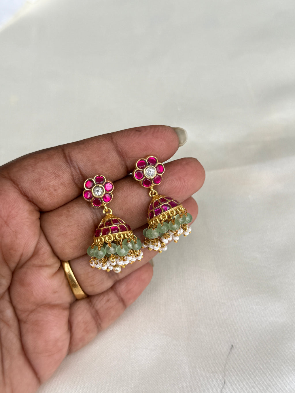 Er119 flower jadau Kundan butta Earrings