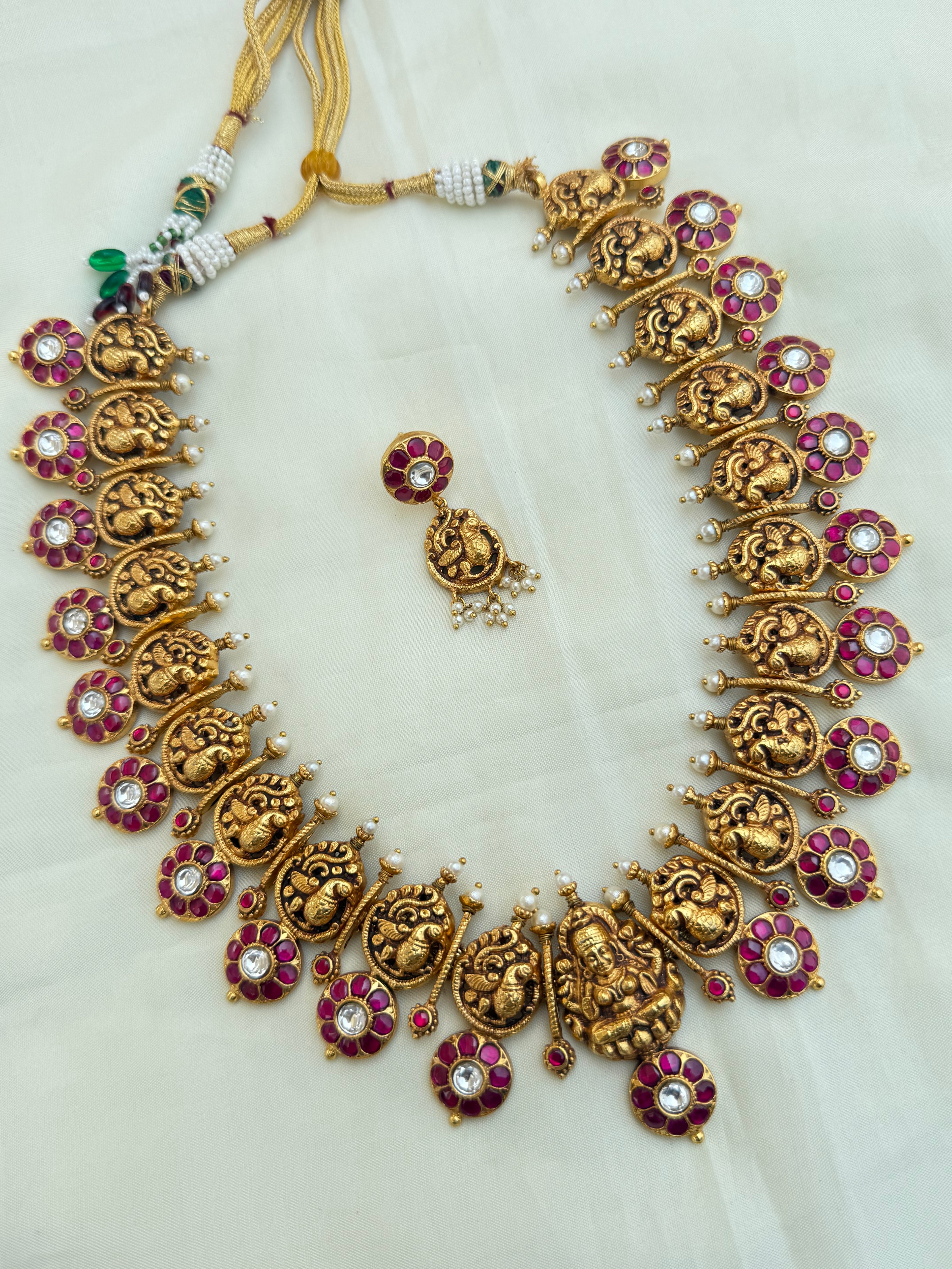 Jk002 nakshi jadau kundan bottu maala