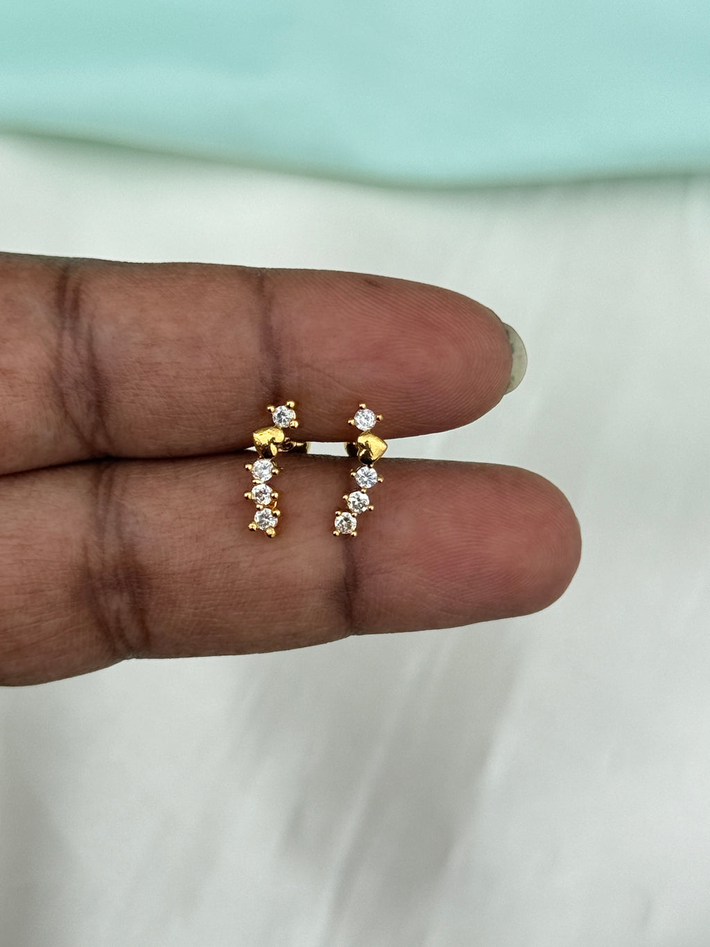 St166 4stone heart back ball  second (2nd) tops studs