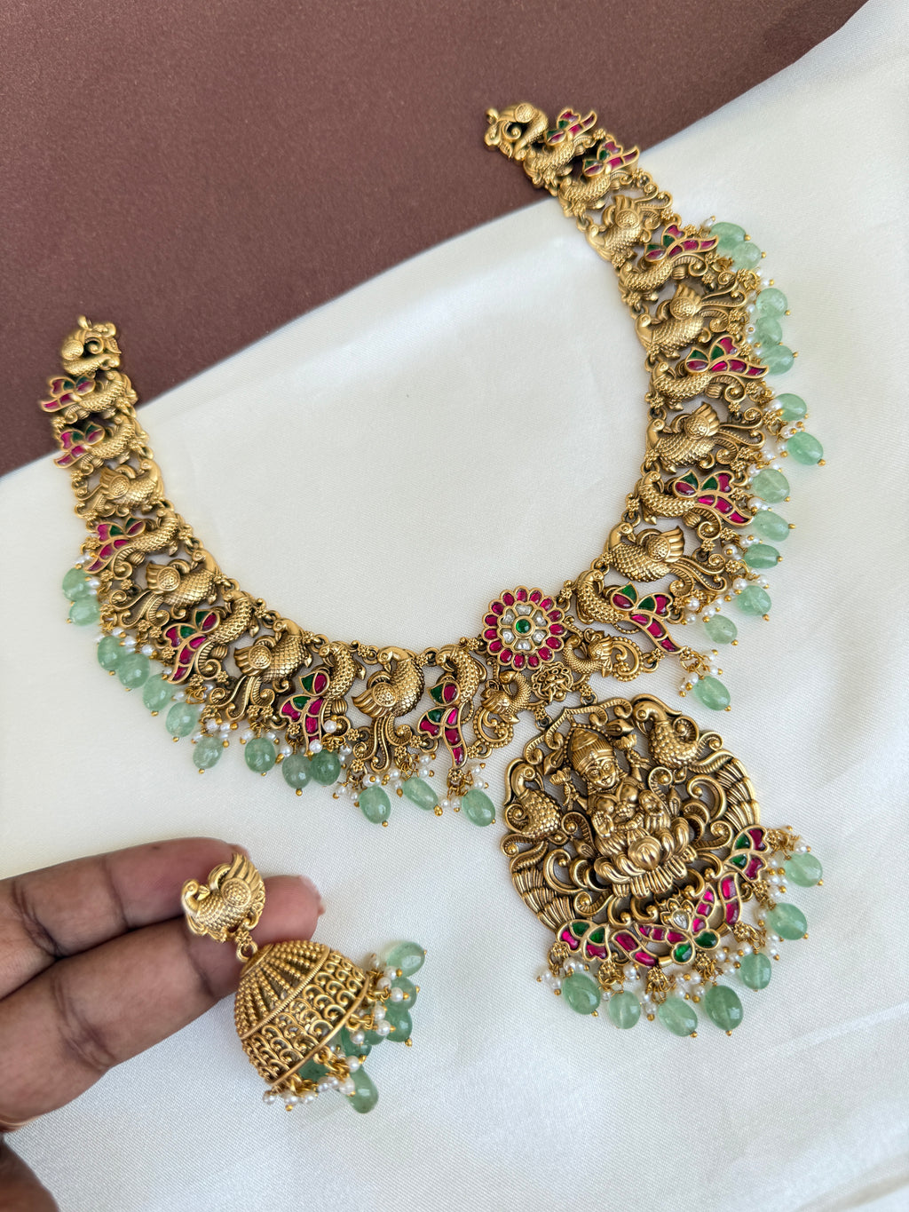 Ns568 lakshmi Devi nakshi jadau Kundan neckset