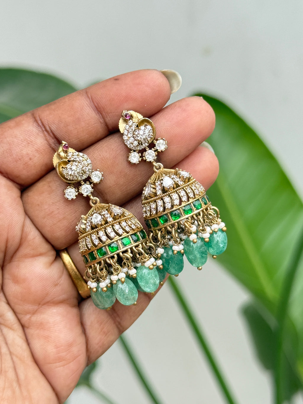 Er120 jadau Kundan moissanite butta Earrings