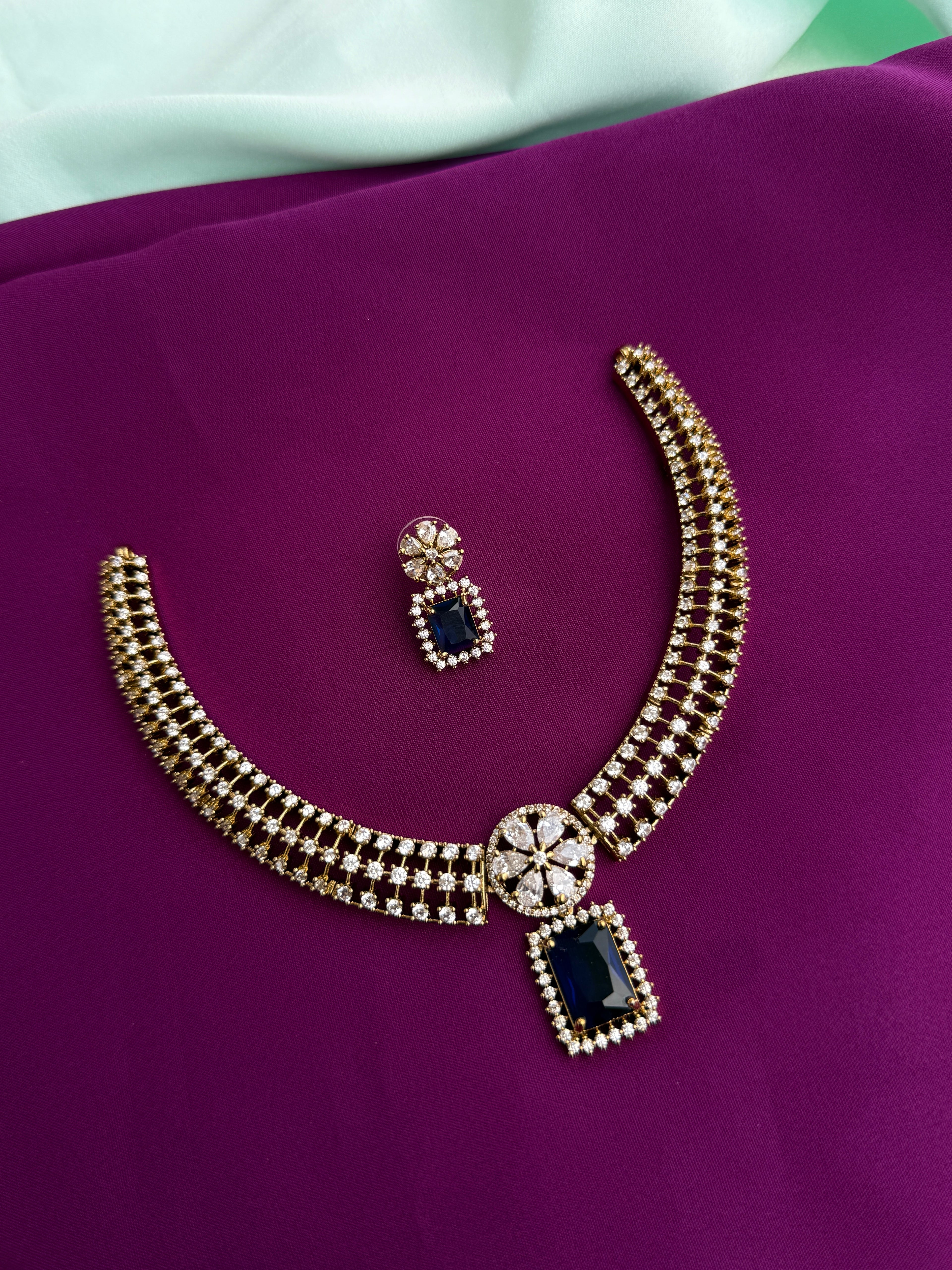 Kante diamond finish neckset with earrings ns912