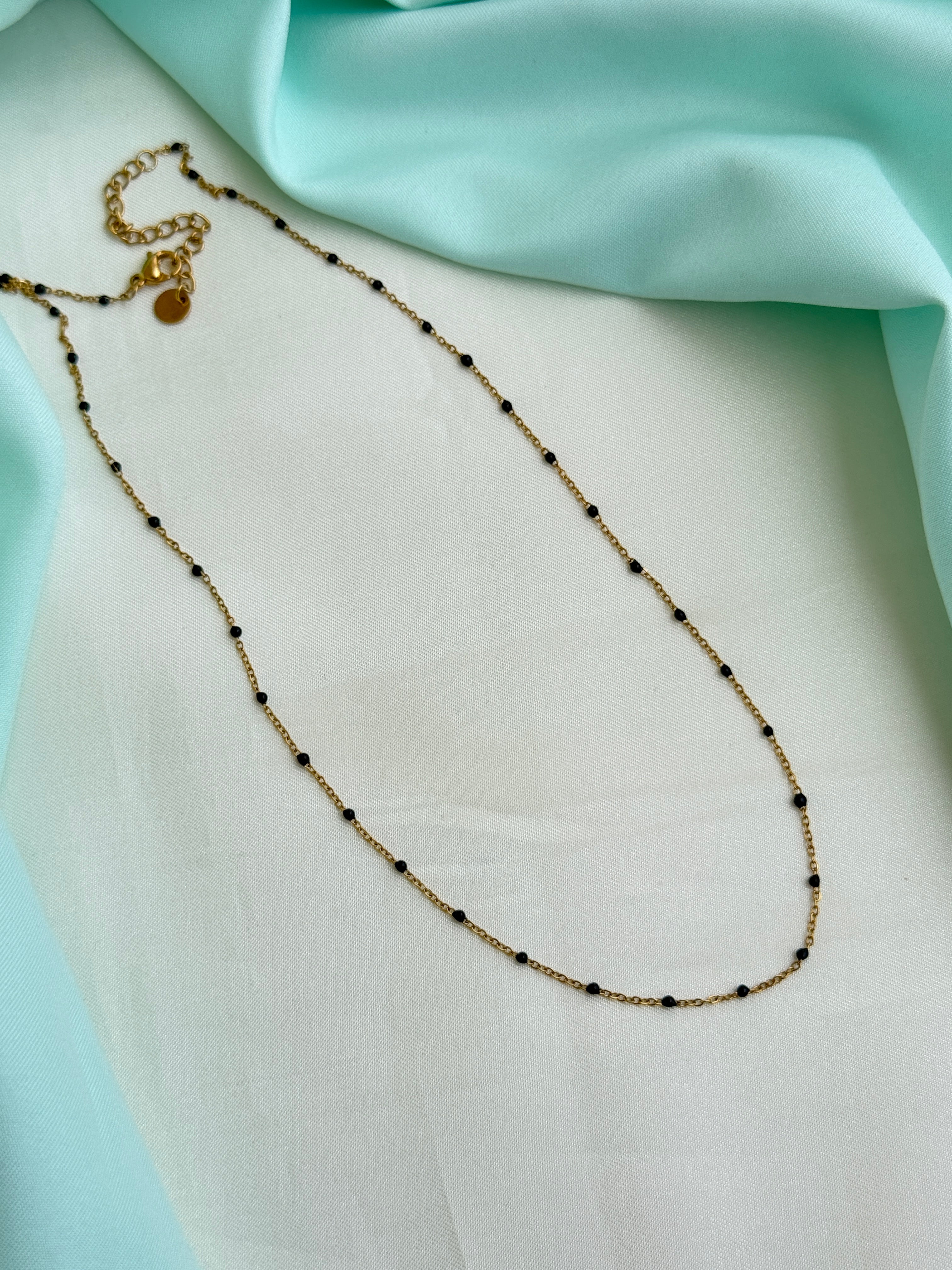 Bb125 16 to 18 inches adjustable black beads