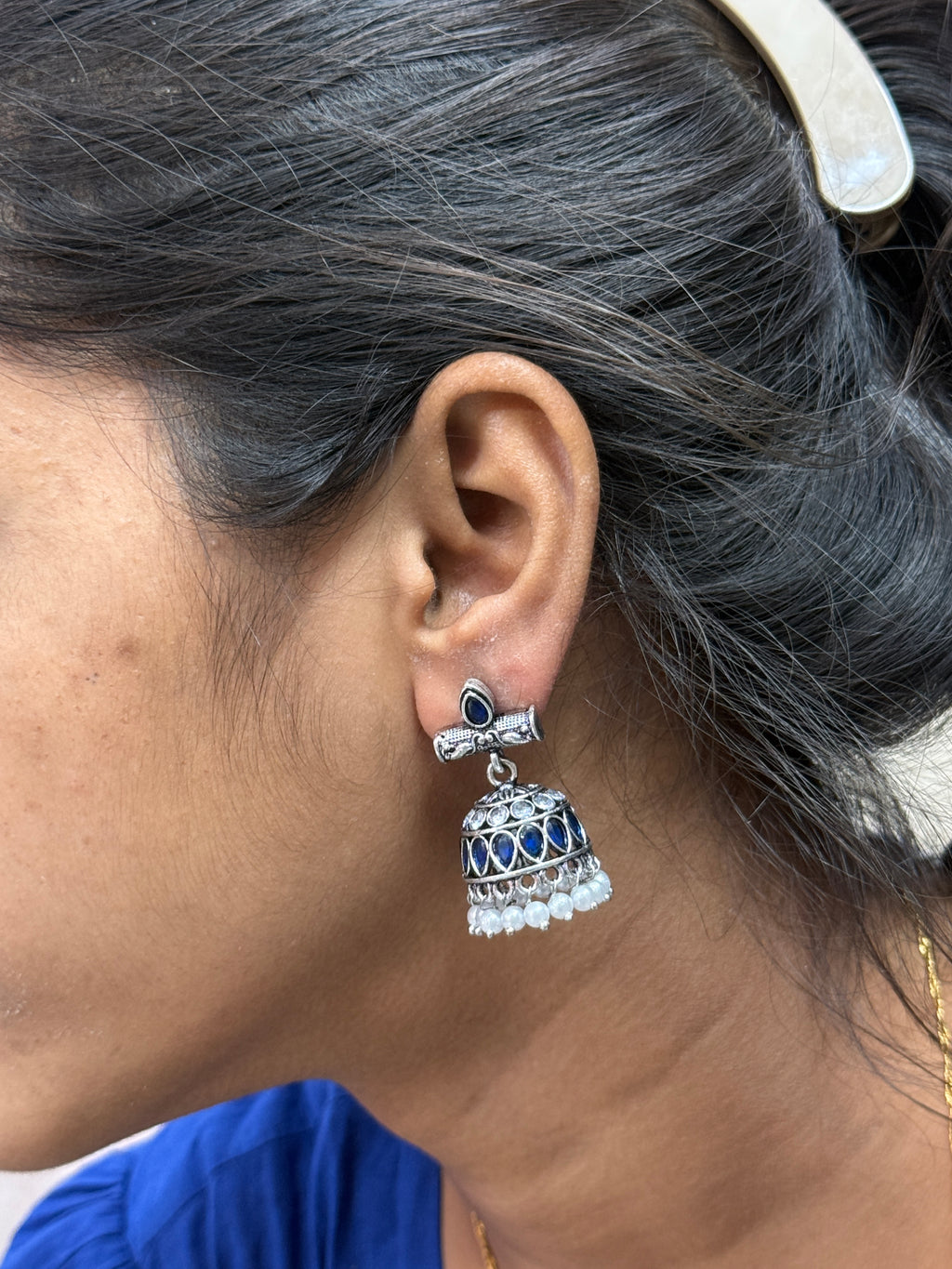 ER209 oxidised butta back push earrings