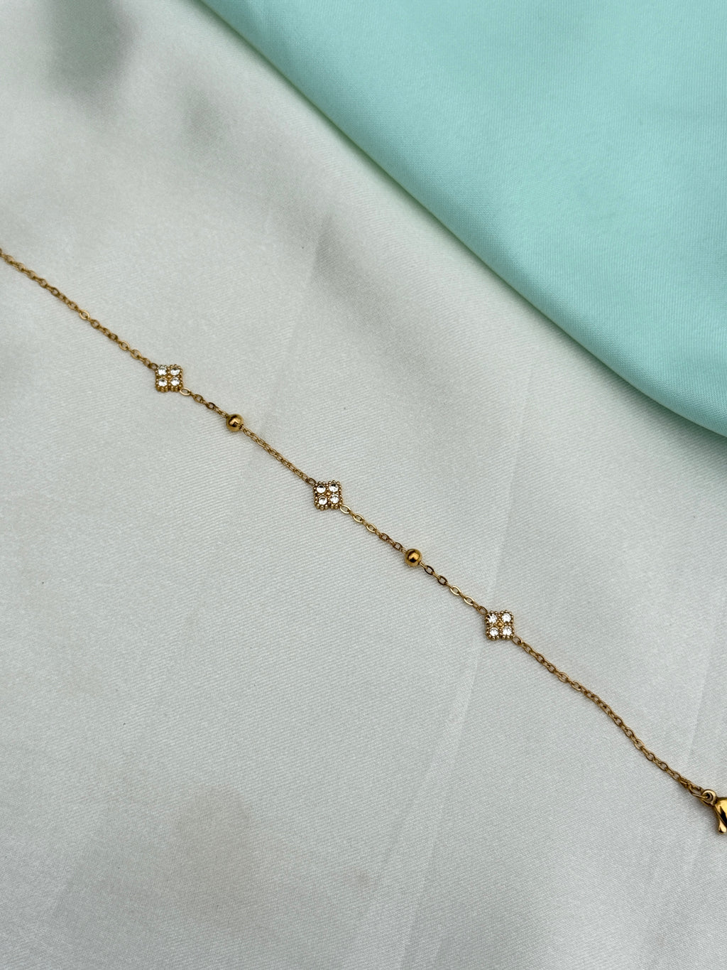 Ab633 anti tarnish flower stones gold balls 8.5 inches 2.8 to 2.10 adjustable chain bracelet