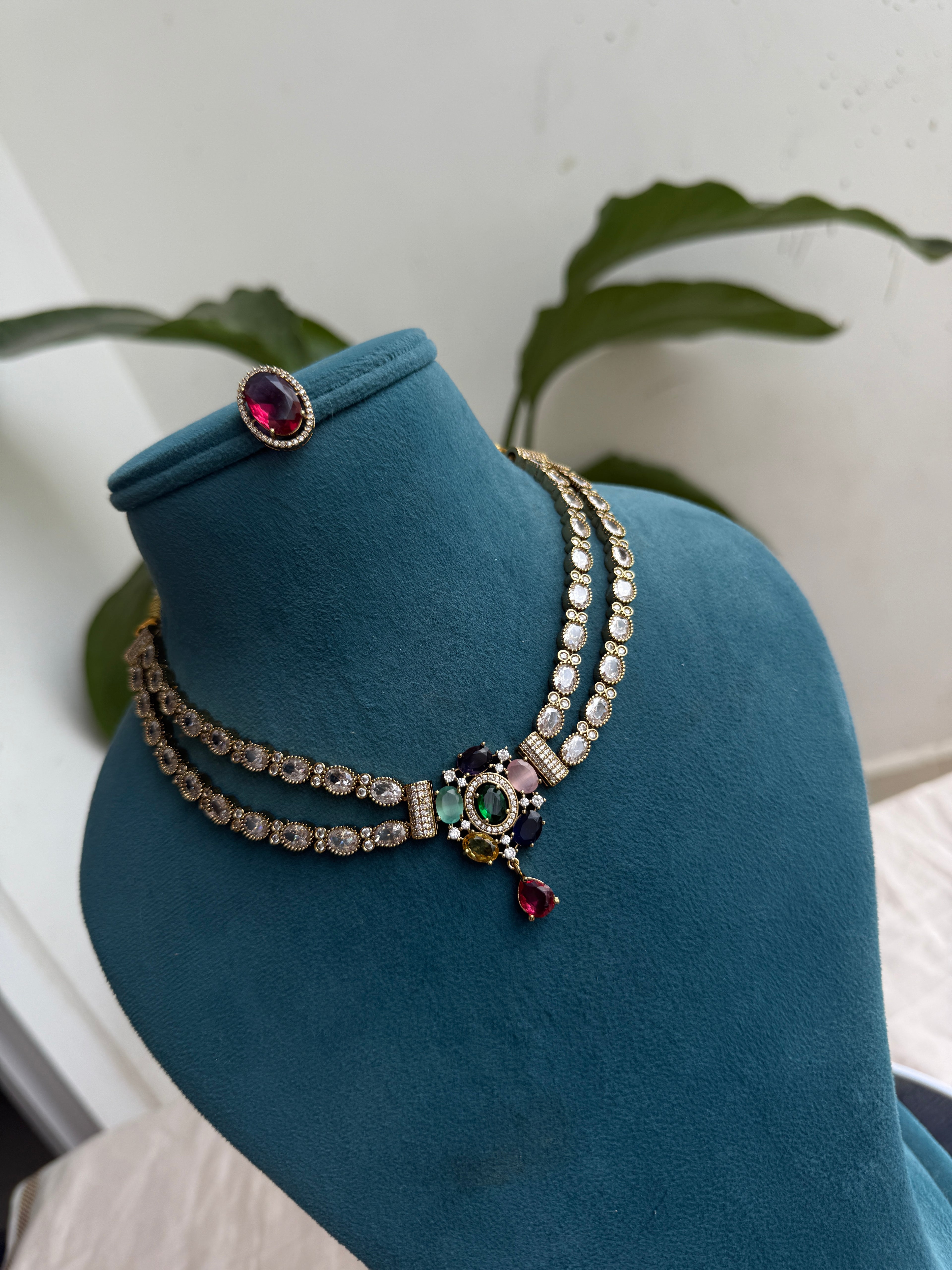 Ns442 2layers Uncut Kundan neckset