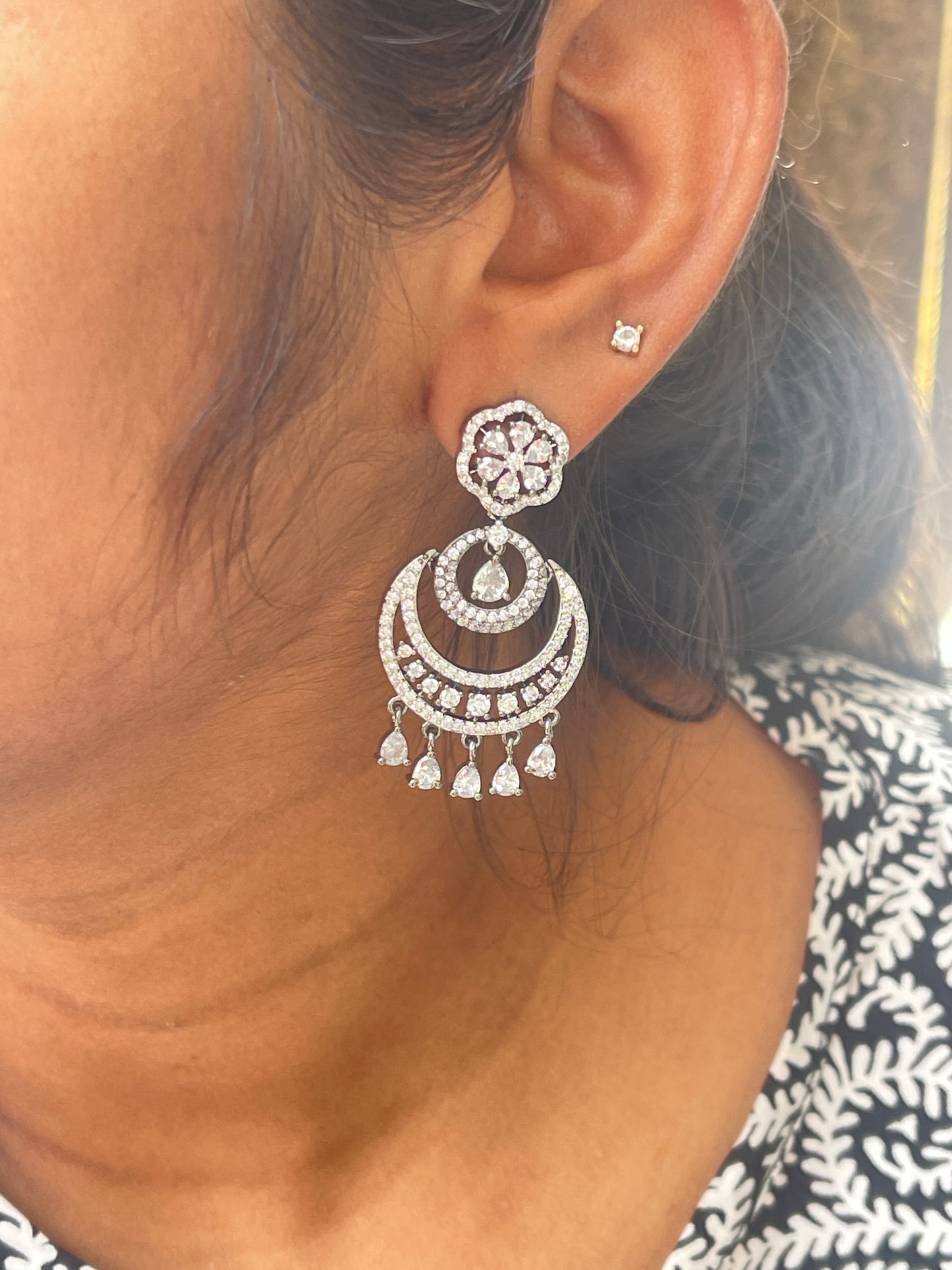 Zircon chandbali earrings