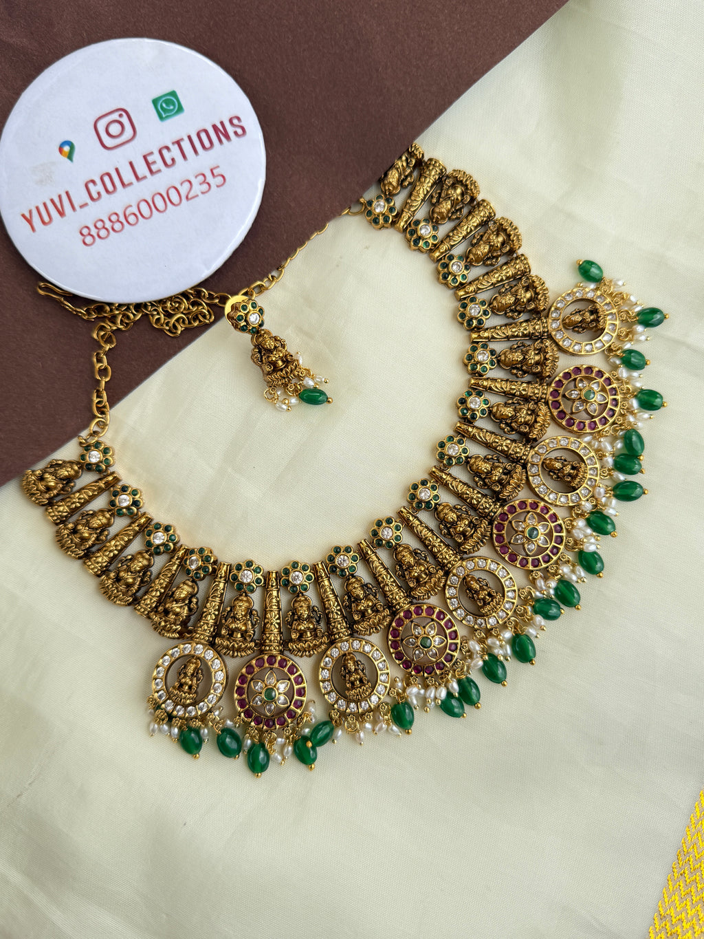 Ns319 bottumala Kemp uncuts Lakshmi Devi nakshi neckset