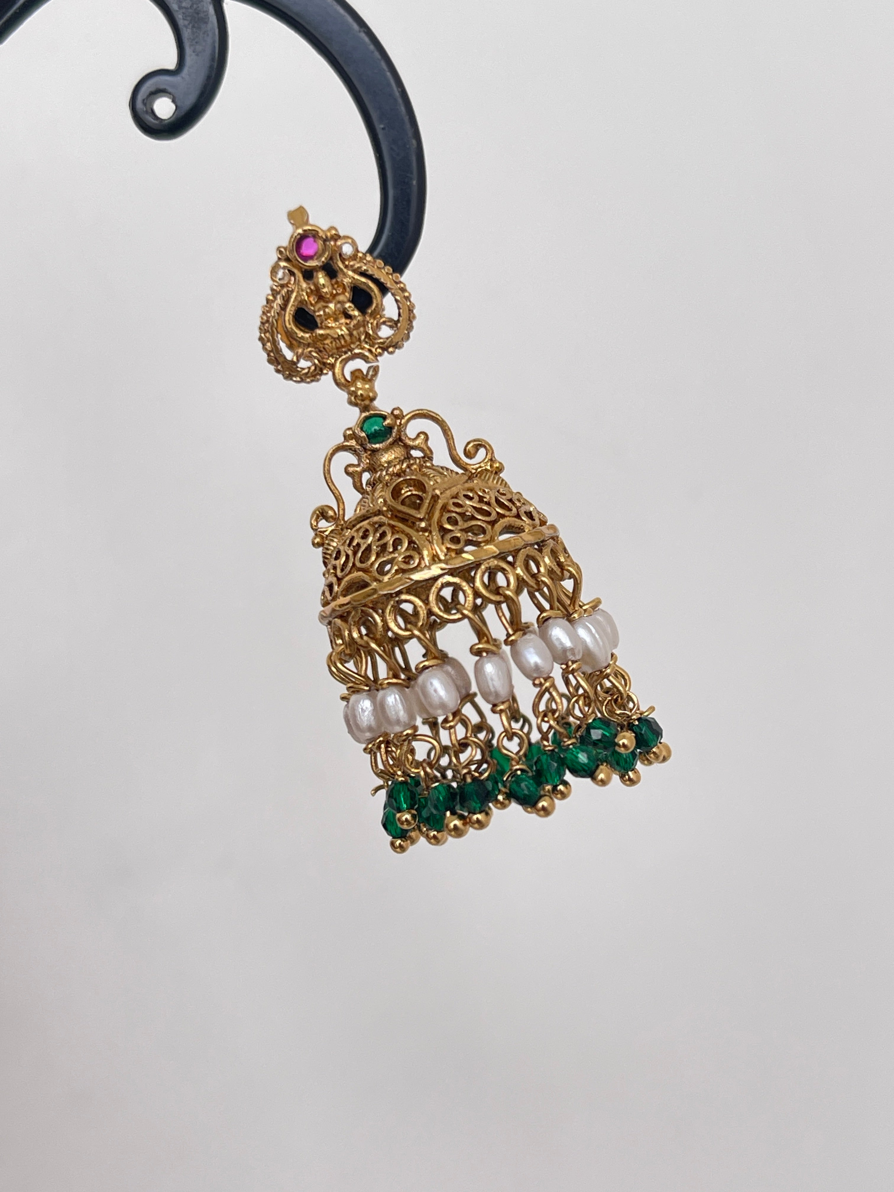 Lakshmi Devi green pearl butta
