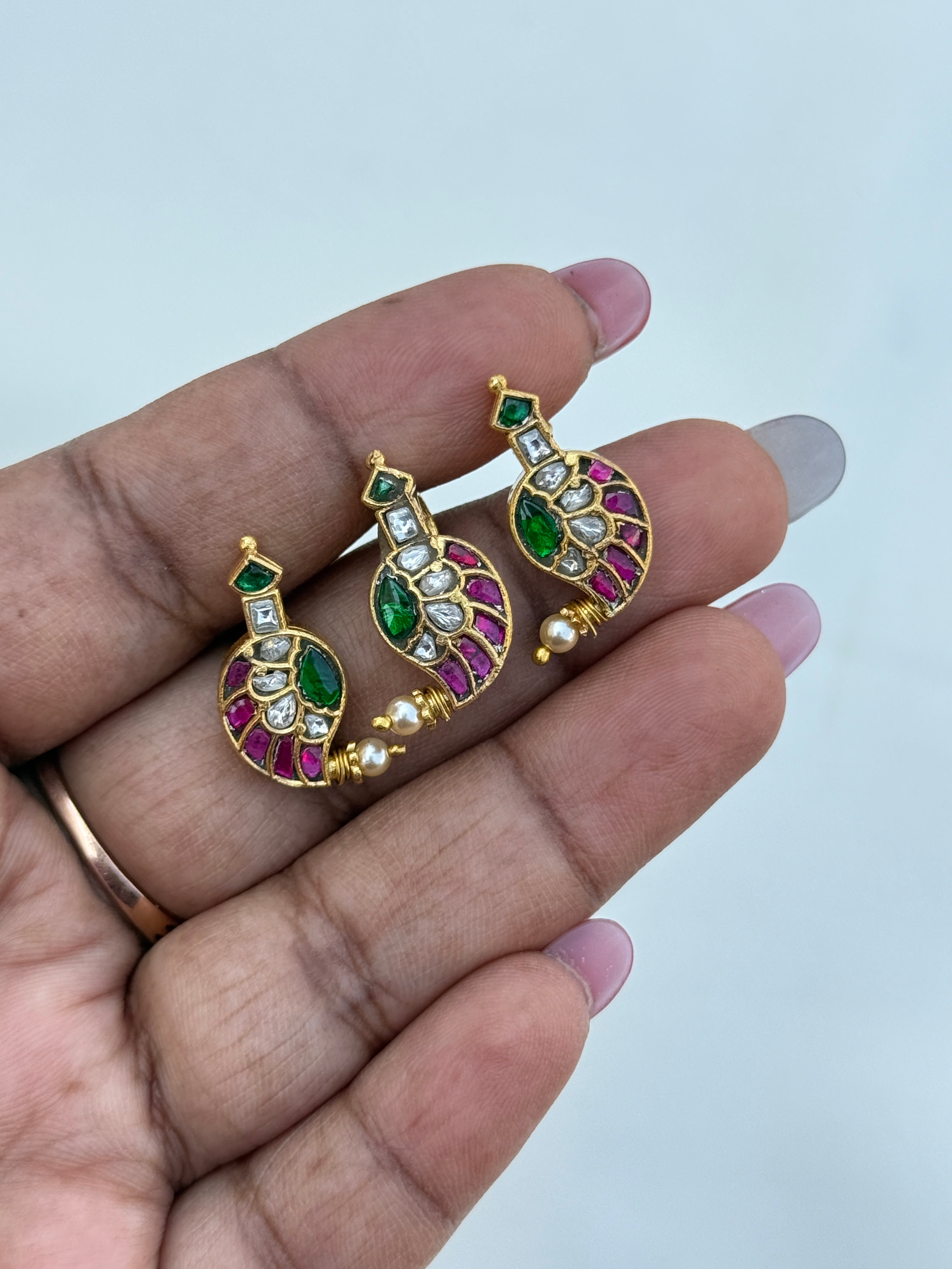 L015 jadau kundan mango pendant with earrings