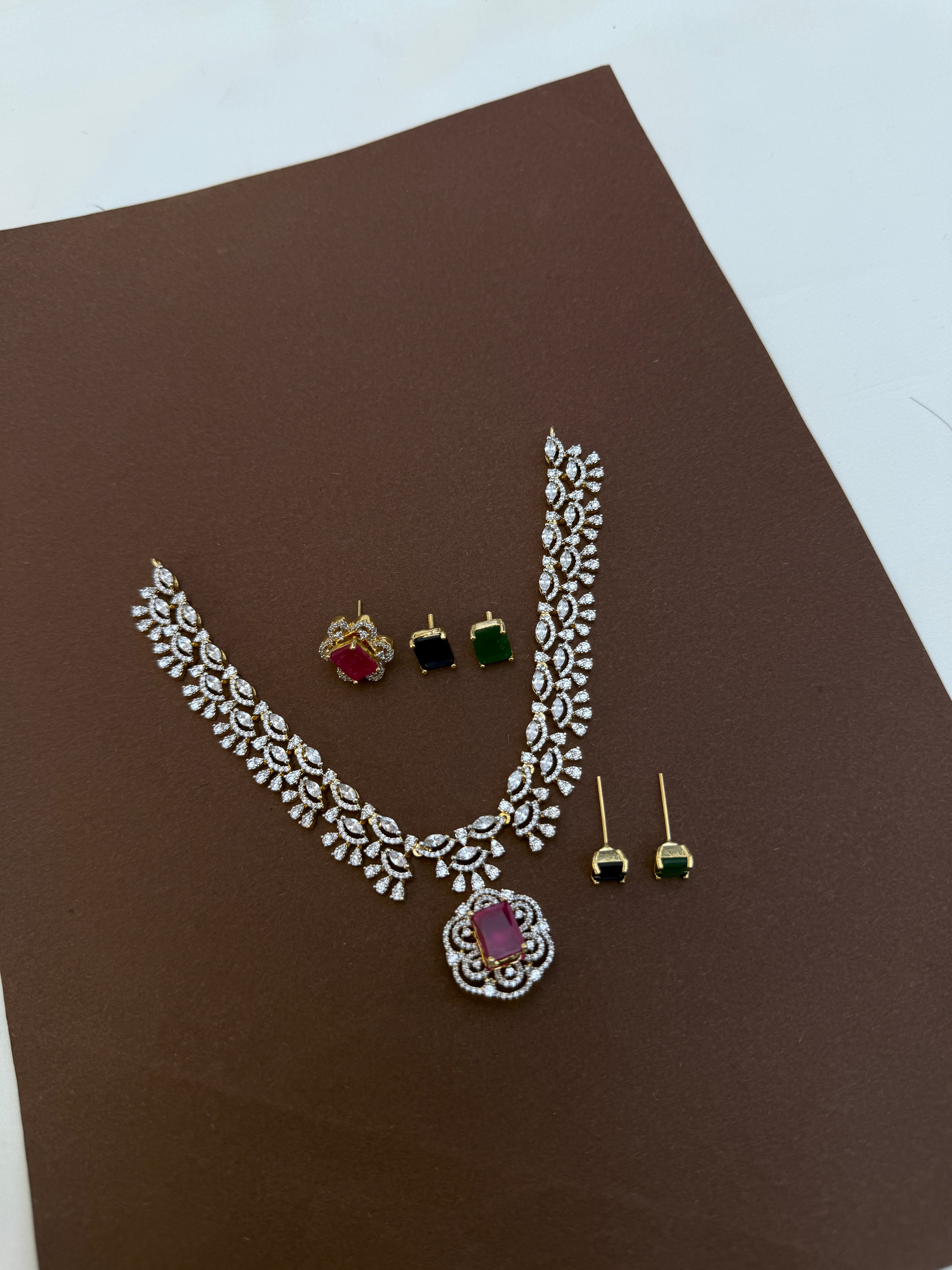 Ns744 diamond finishing changeable neckset 3 colours