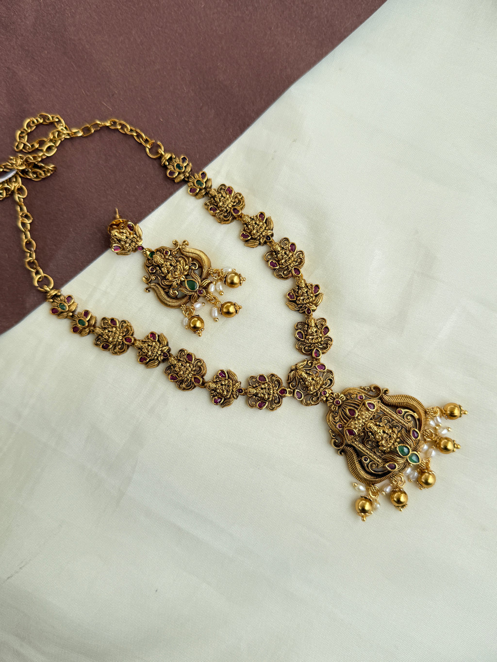 Ns298 budget friendly Lakshmi Devi neckset suits for kids and adults