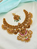 Nakshi Lakshmidevi Ruby Neckset of Pearl drops with Earrings Ns881