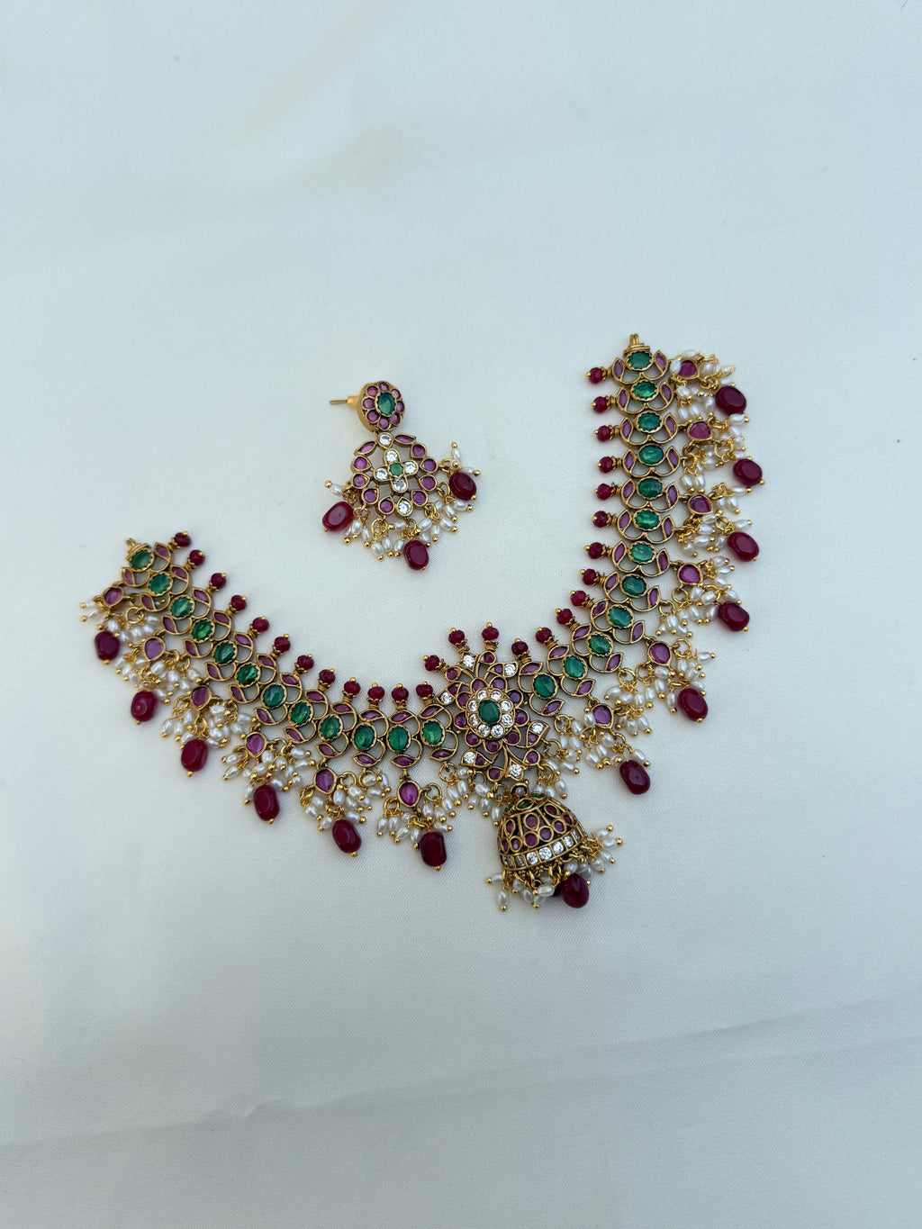 Ns800 kemp 3-in-1 neckset with rice pearls