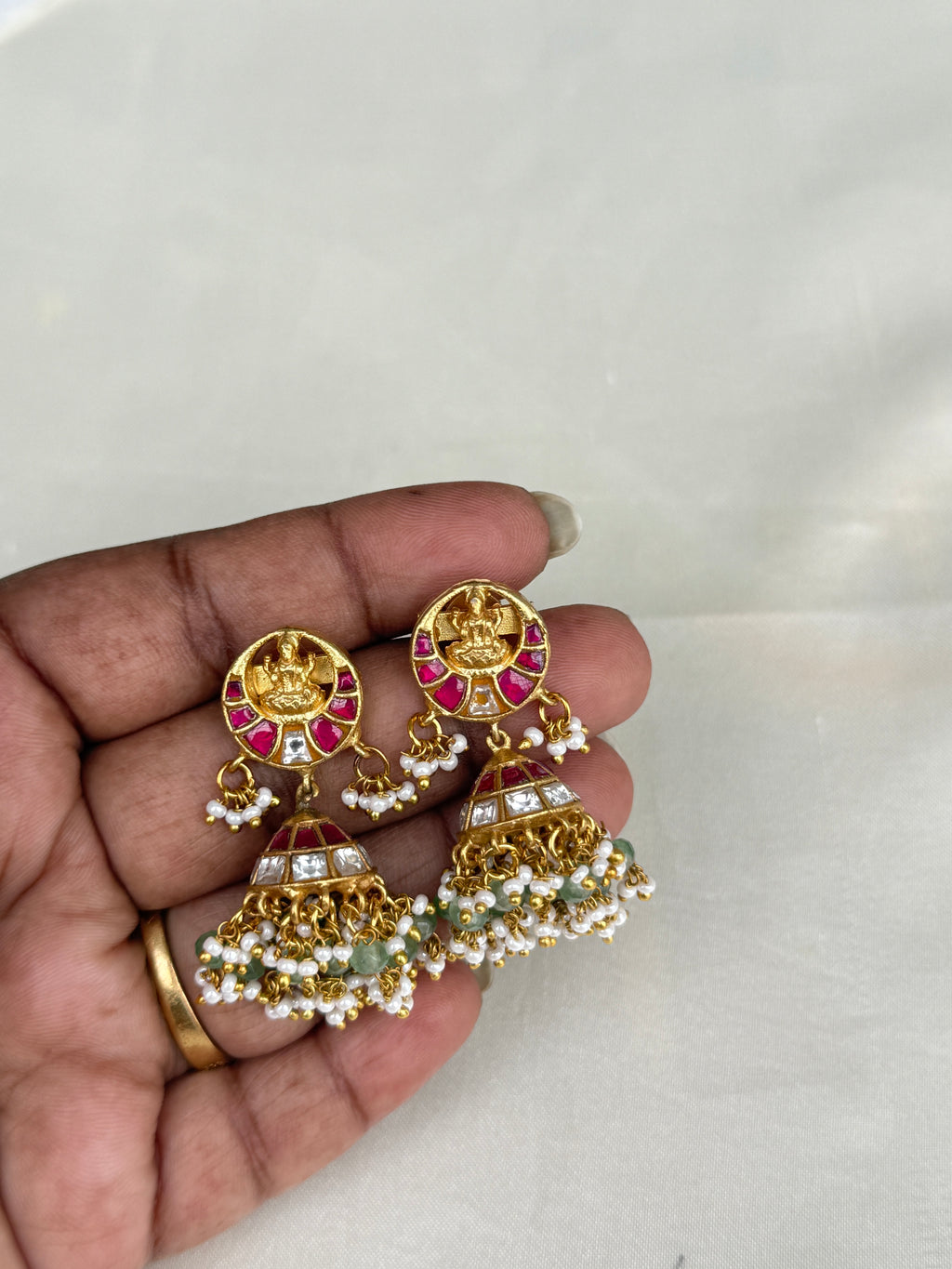 Er126 Lakshmi Devi back screw butta Earrings