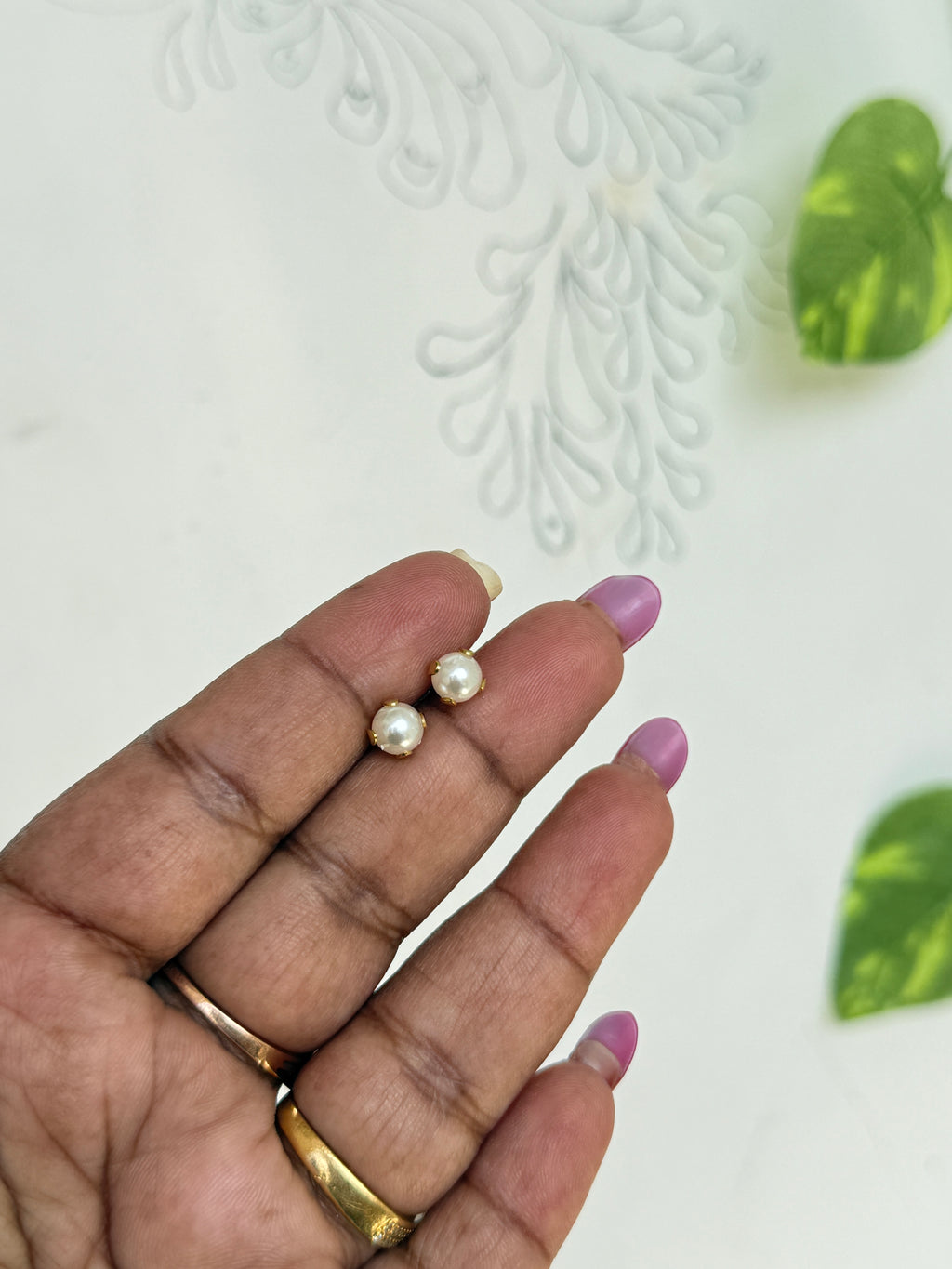 St097 anti tarnish pearl stud earrings
