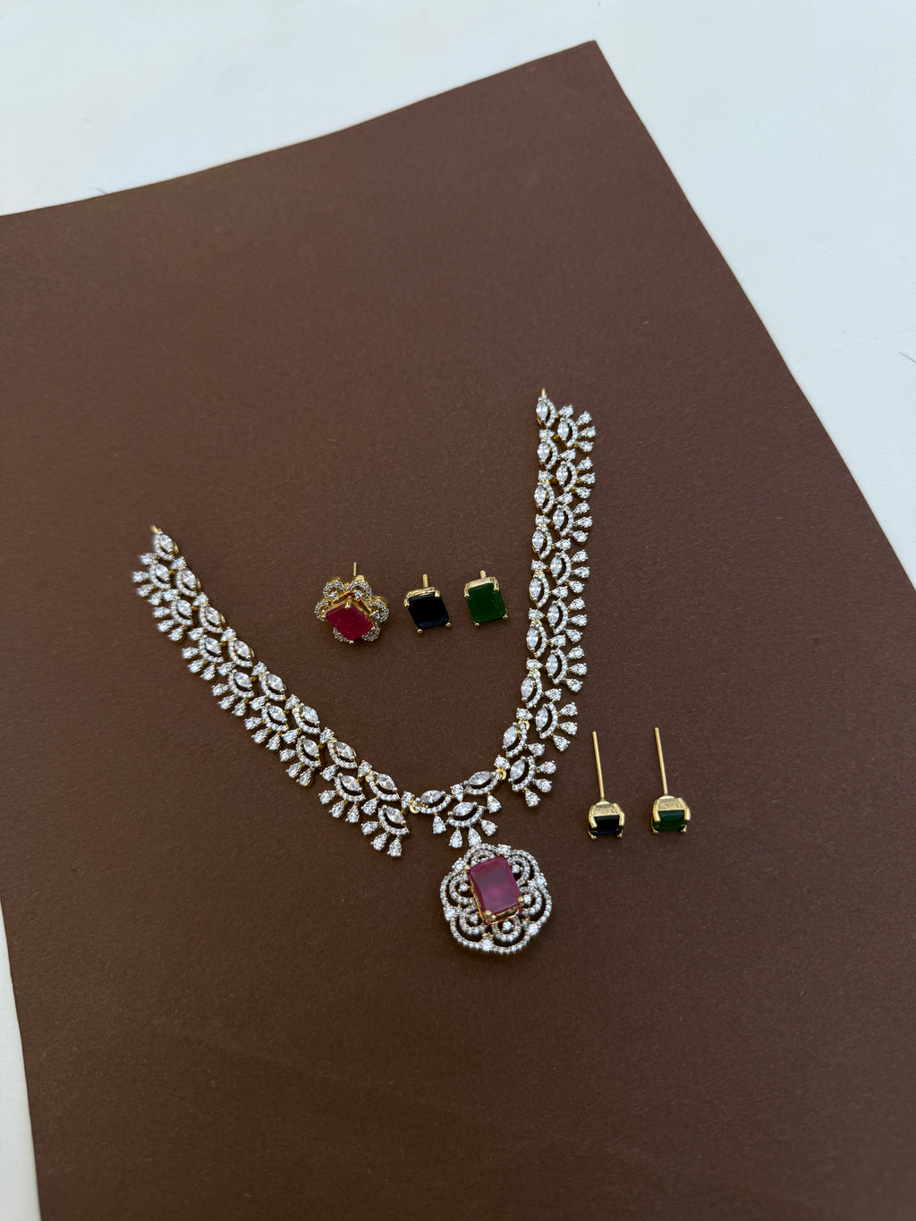 Ns744 diamond finishing changeable neckset 3 colours