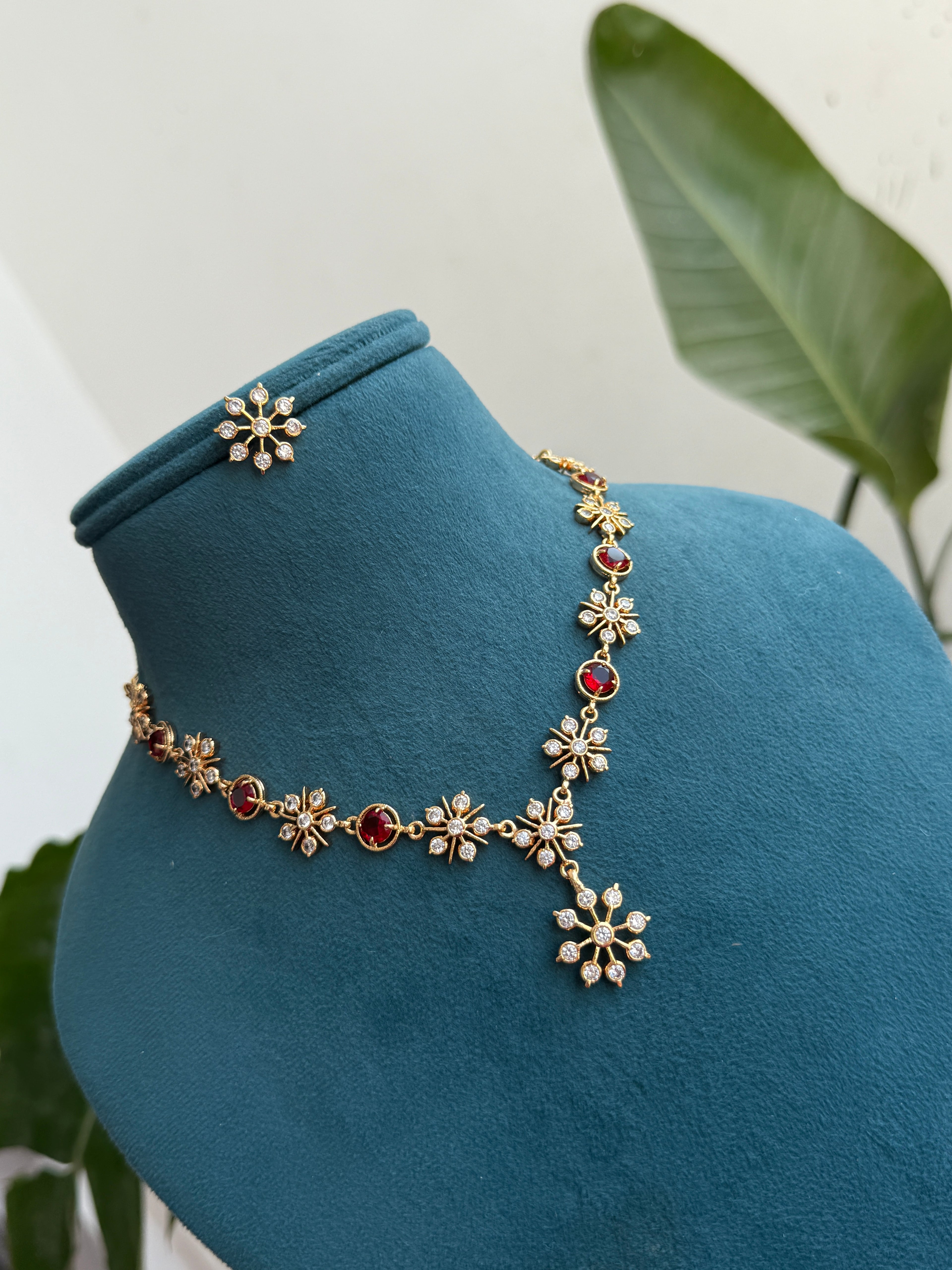 Ph161 Panchaloham short neckset with ear studs