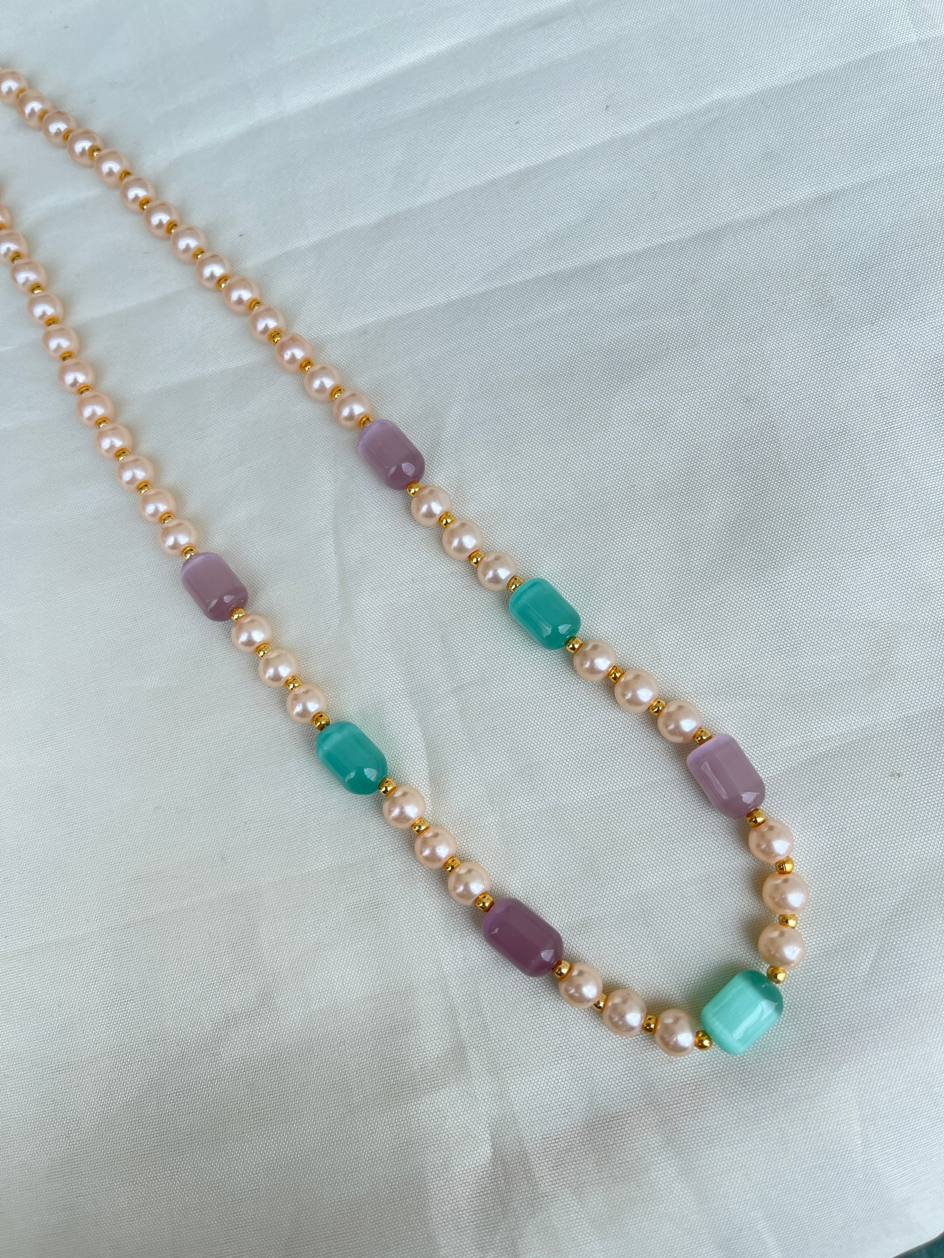 Pastel beads with pearl single line beads pp001