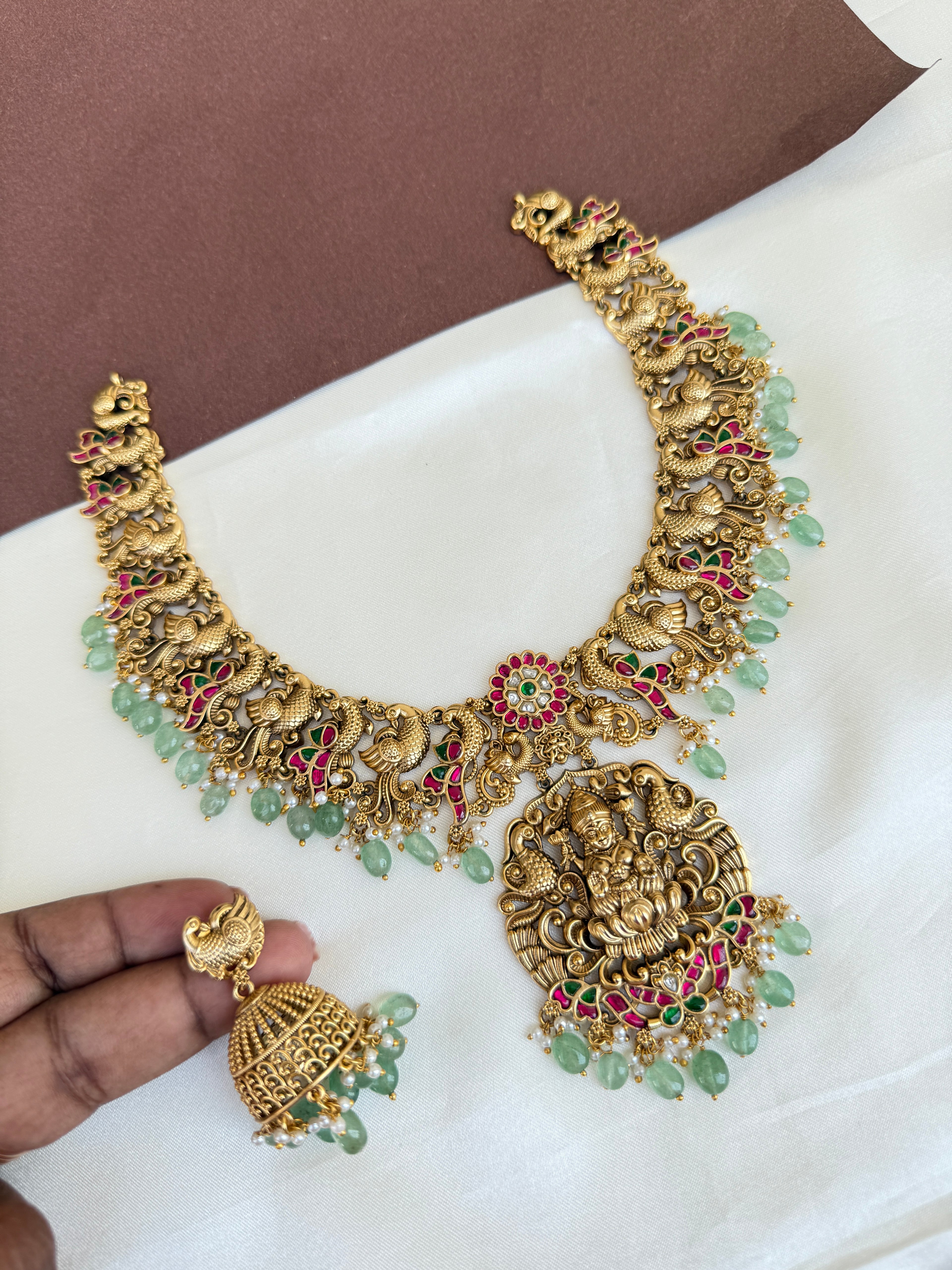 Ns568 lakshmi Devi nakshi jadau Kundan neckset