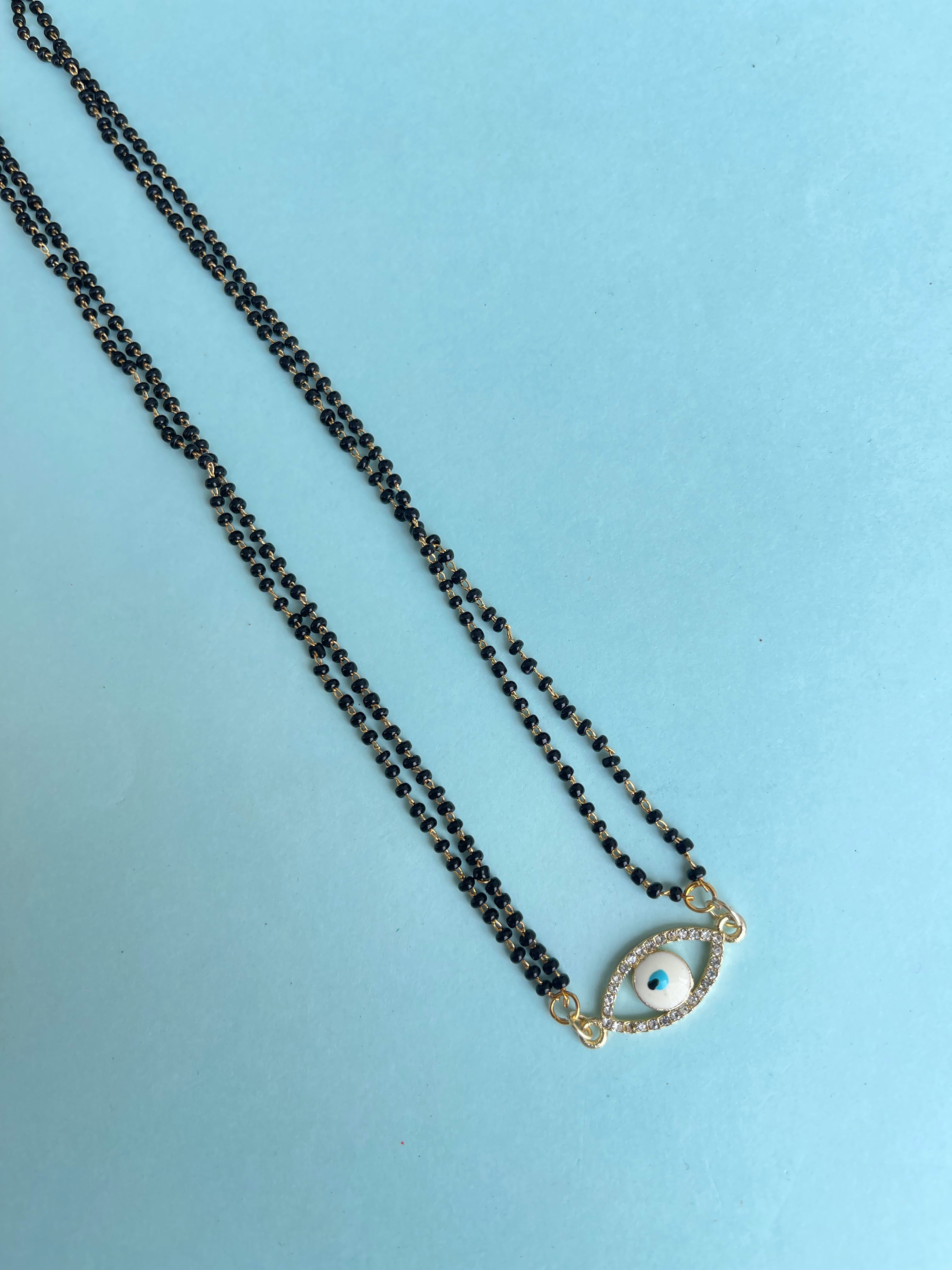 2lines short size evileye blackbeads bb1641