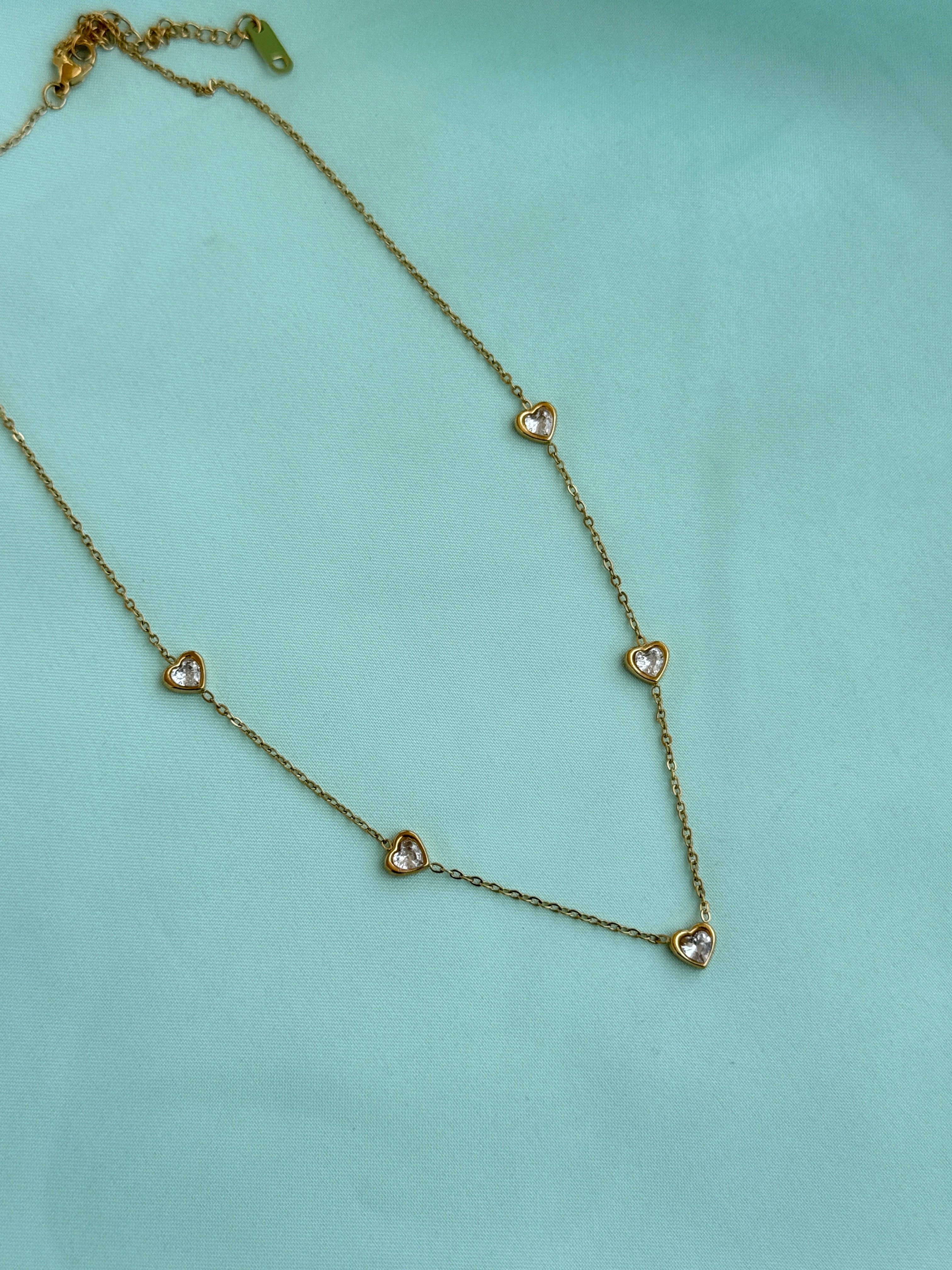 Dc111 anti tarnish heart stone 18inches adjustable daliy wear chains