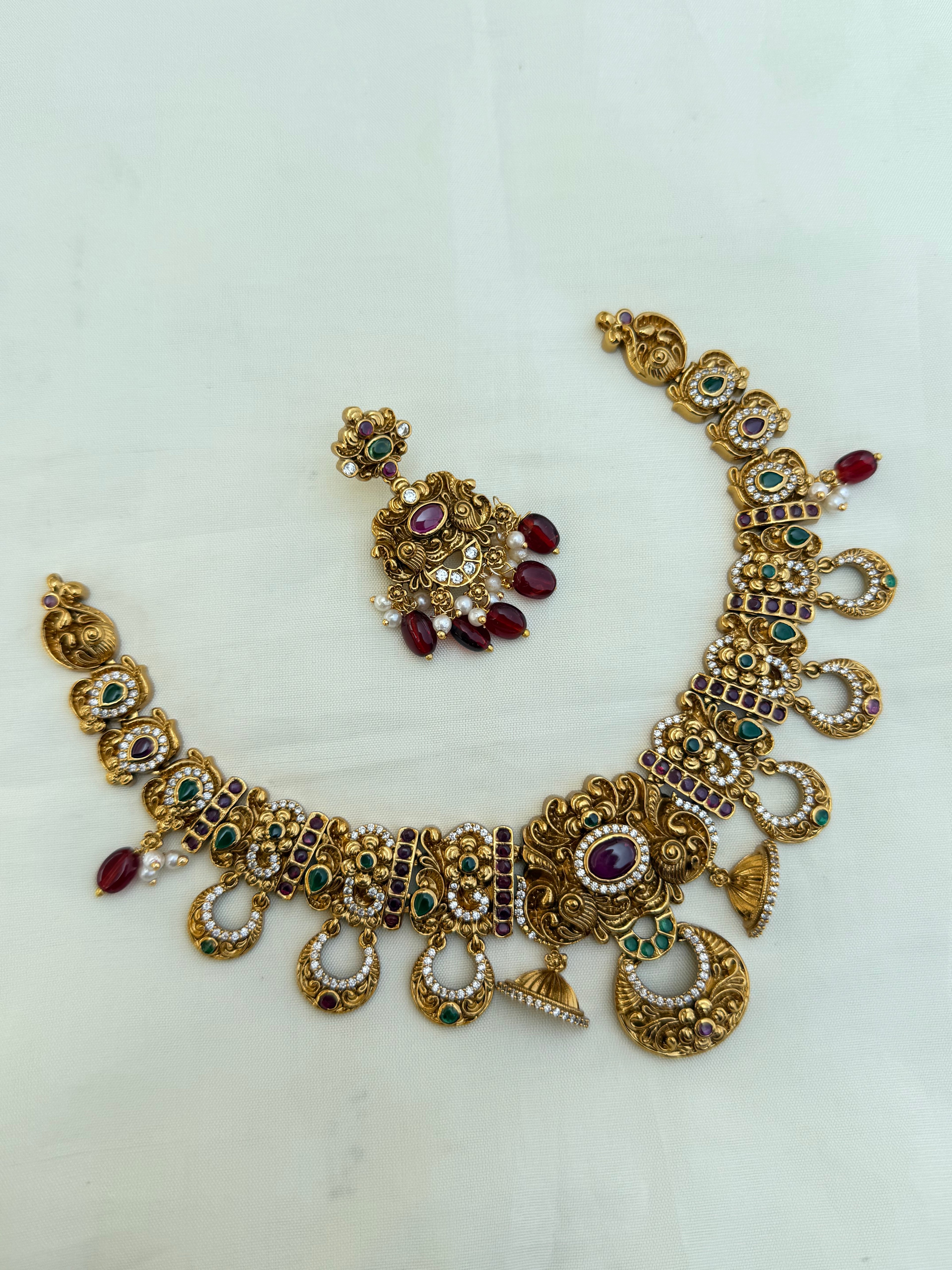 Ns30004 kemp nakshi flower neckset