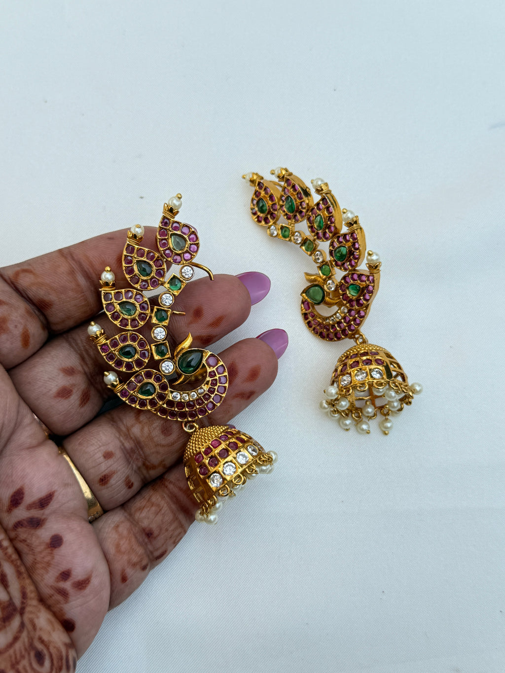 Er229 kemp peacock mango big earcuffs