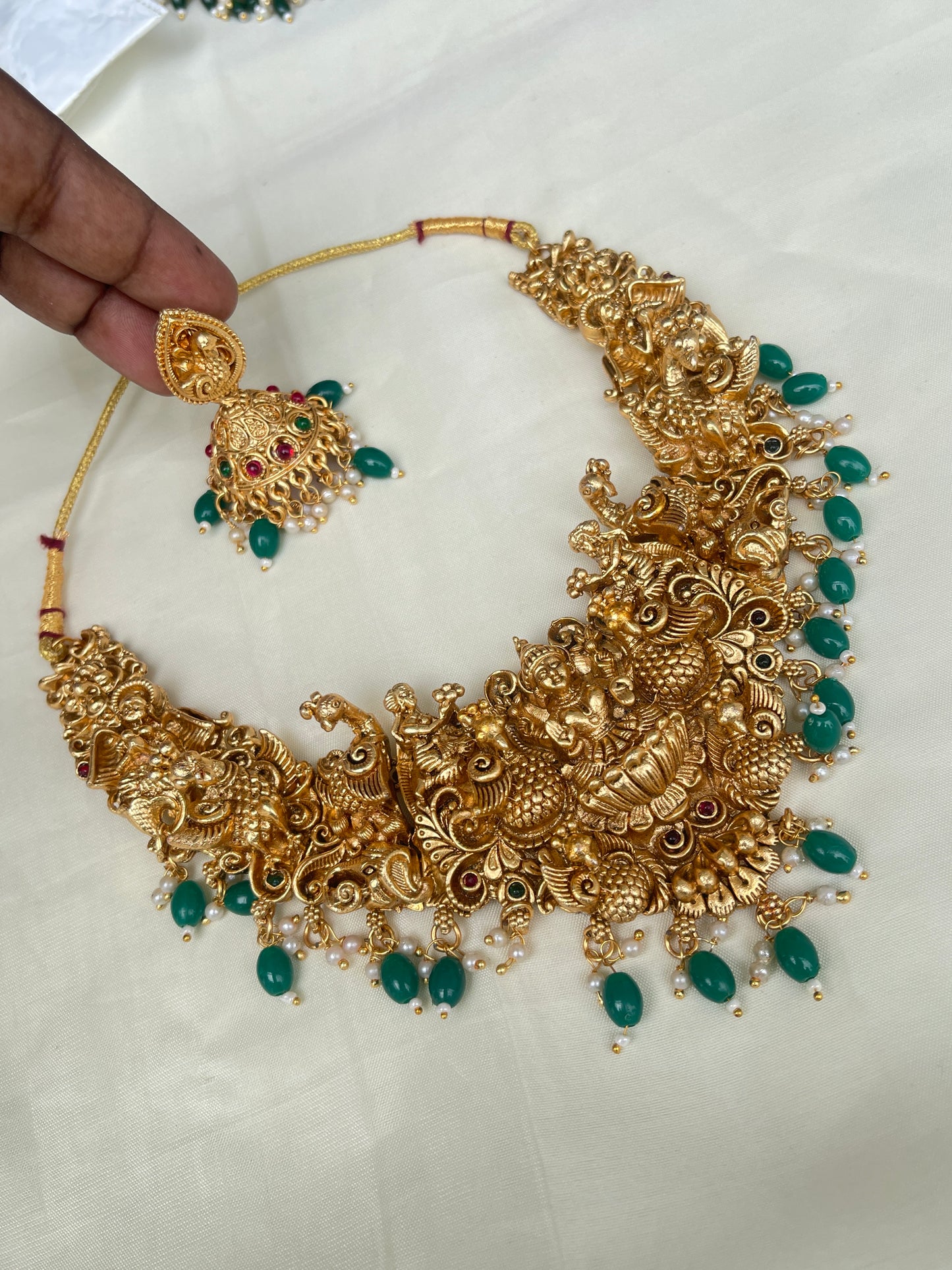 Matt finish lakshmidevi neckset with earrings