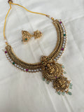 Multi green beads double Lakshmi Devi jalebi neckset ns003