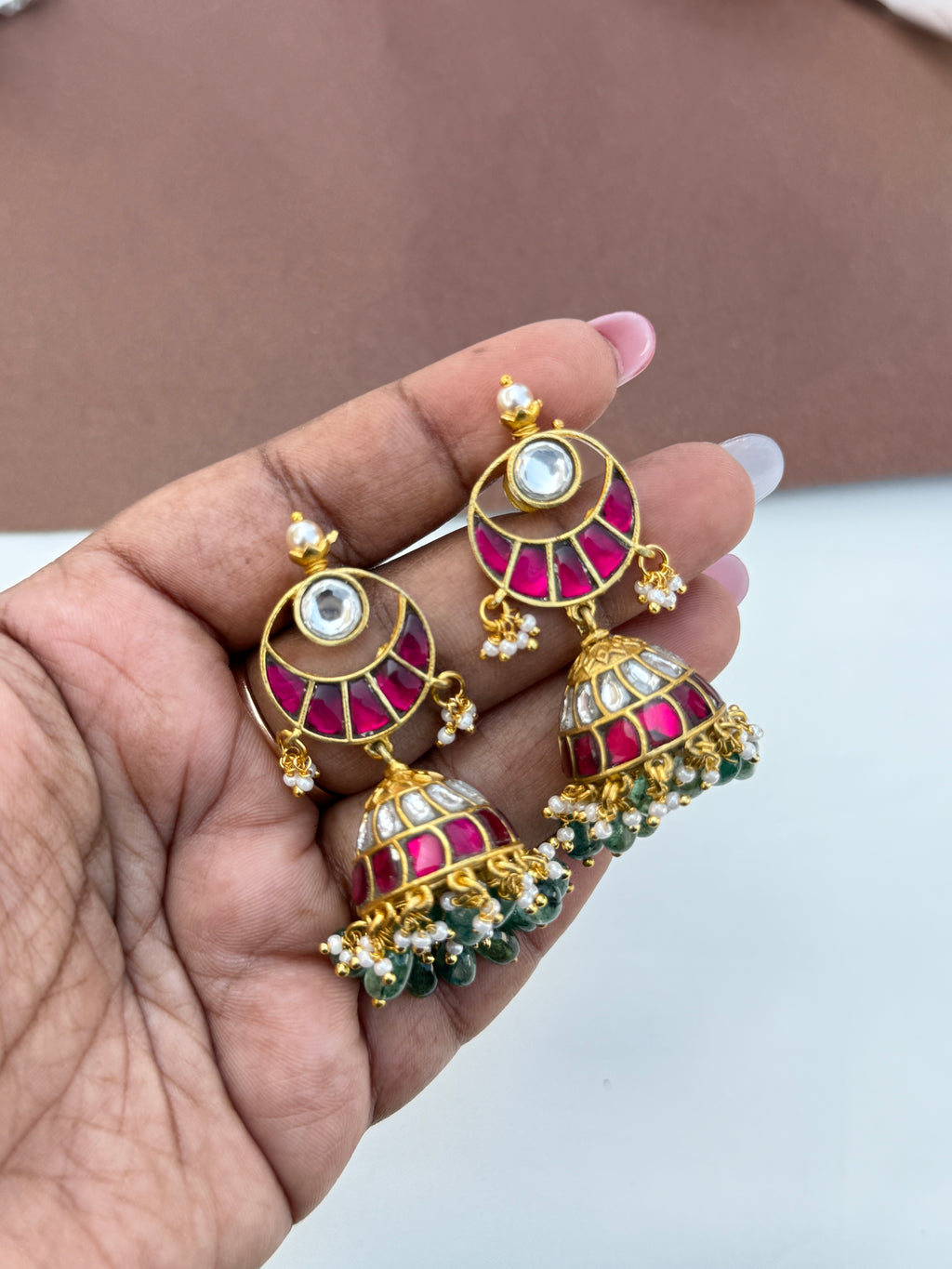Er155 jadau kundan butta earrings