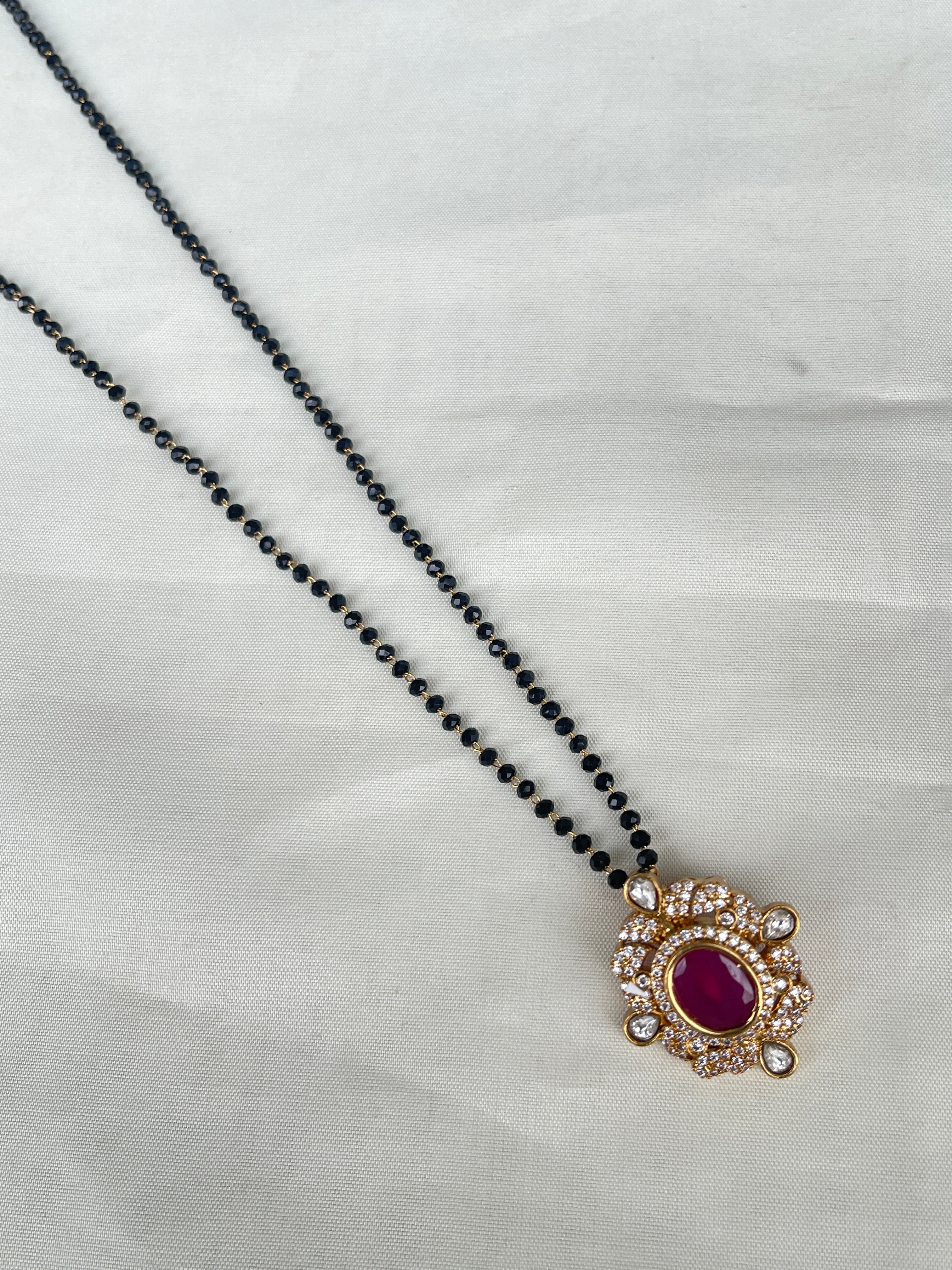 Single line blackbeads with Ruby stone pendant bb1713