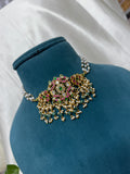 CH025 jadau kundan dual peacock choker with rice pearls