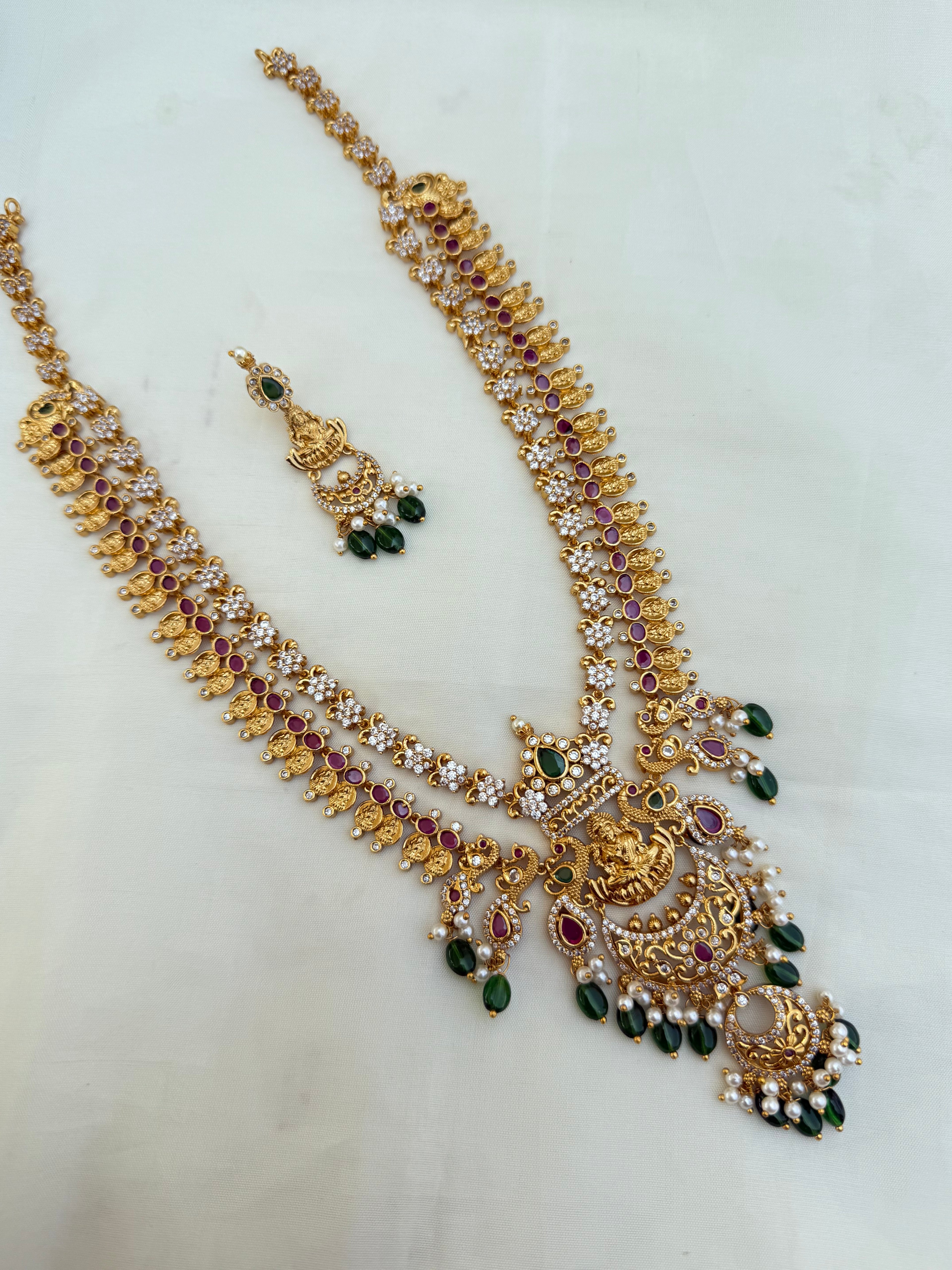 Heavy Lakshmi devi cz long haram Lh2040